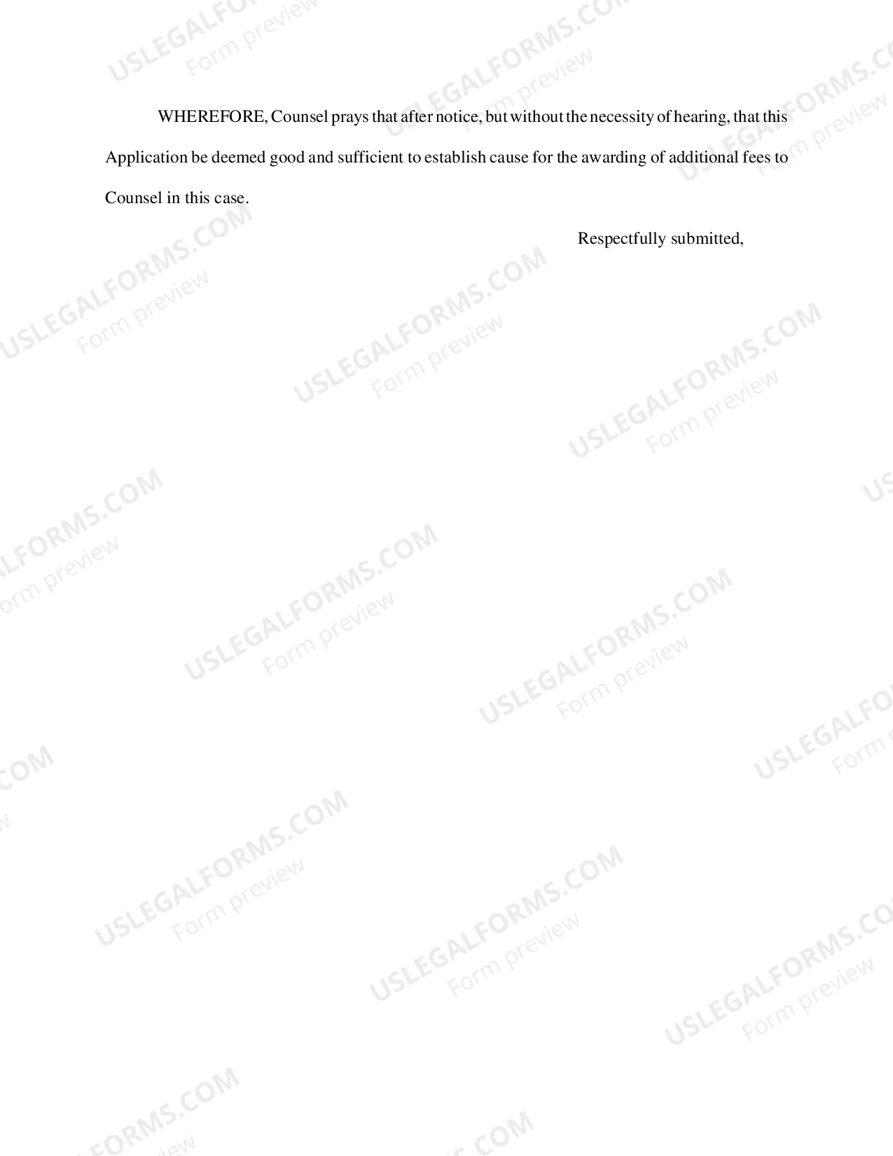 Preview Ex Parte Application for Compensation