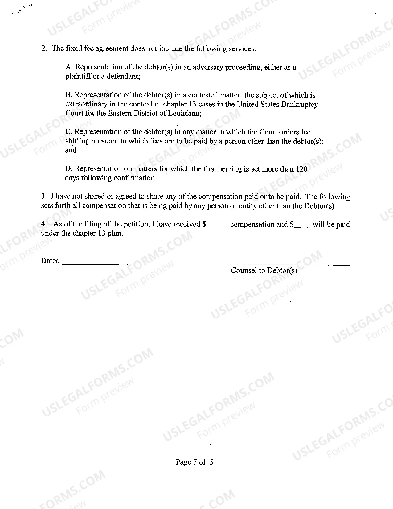 Preview Form 2016 - Disclosure of Fixed Fee Agreement