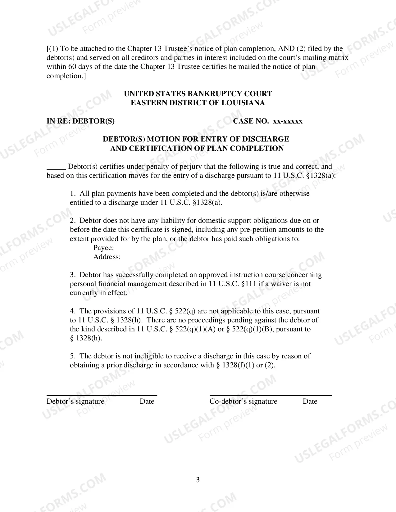 Preview Forms for Closing Post BAPCPA Ch 13 Cases