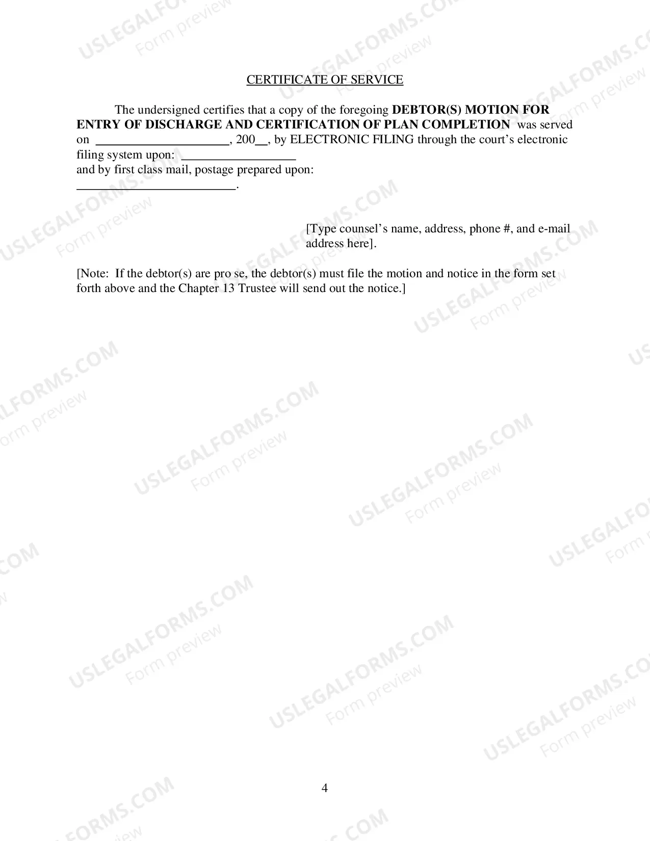 Preview Forms for Closing Post BAPCPA Ch 13 Cases