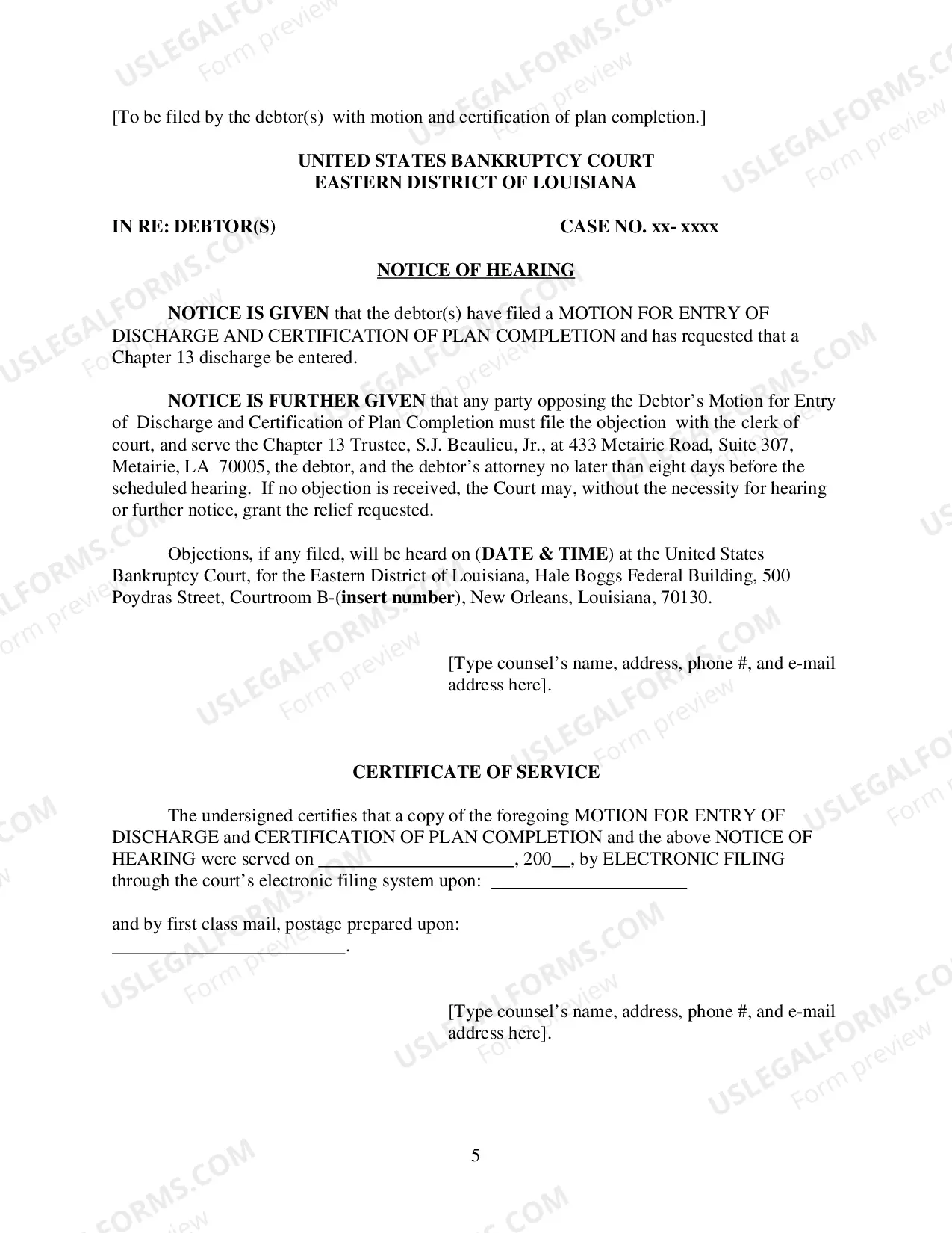 Preview Forms for Closing Post BAPCPA Ch 13 Cases