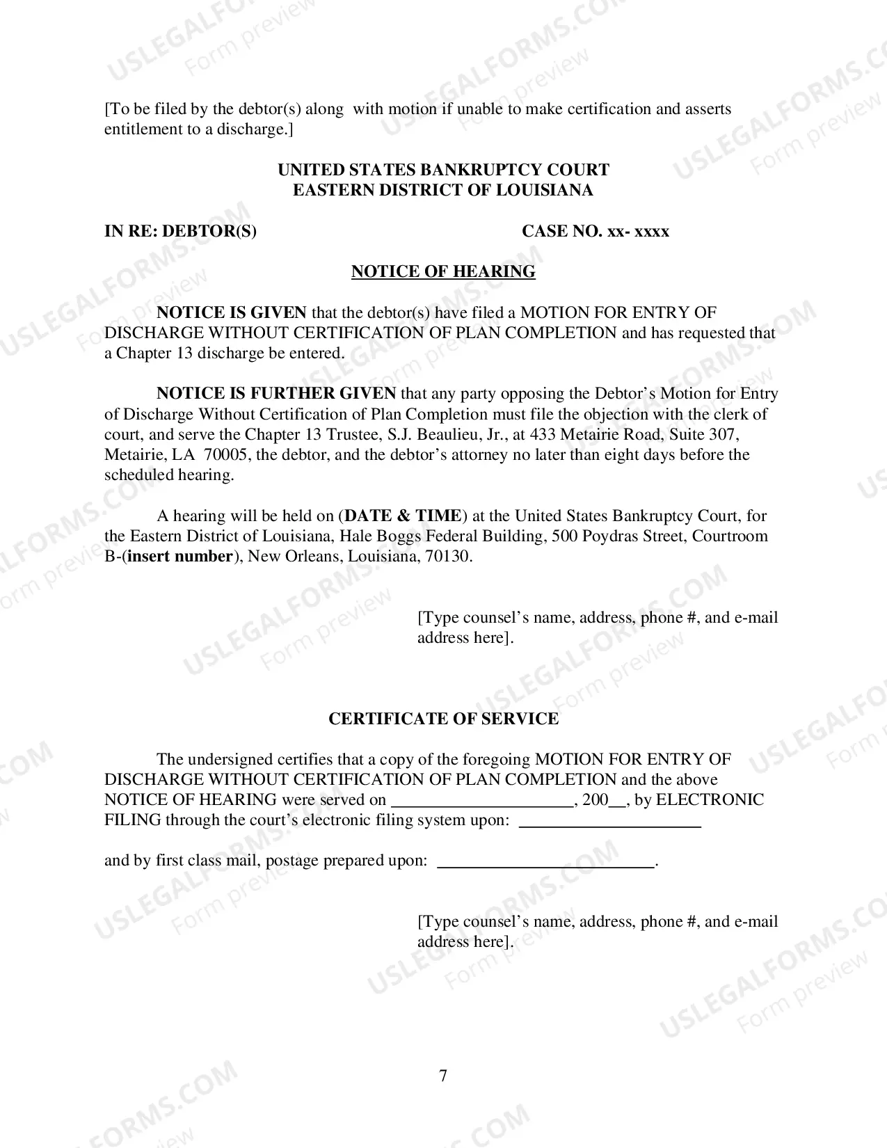 Preview Forms for Closing Post BAPCPA Ch 13 Cases