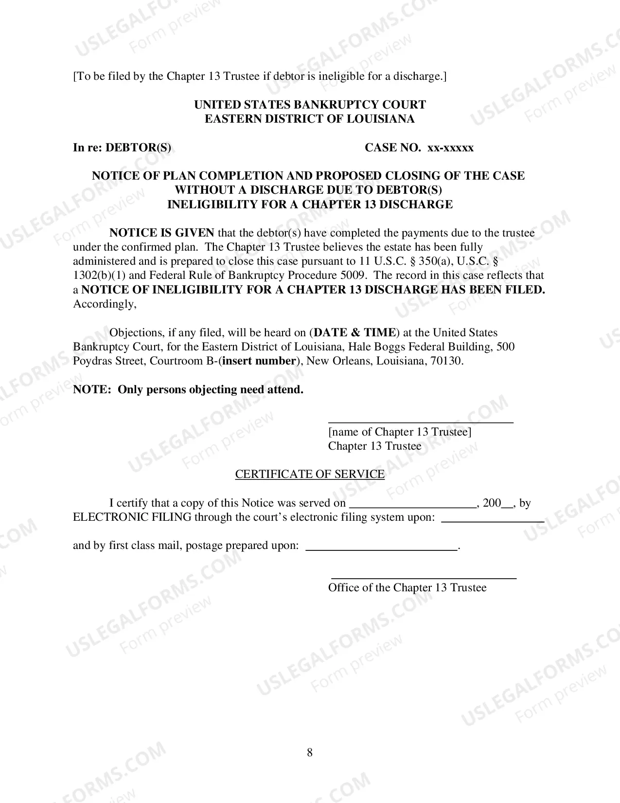 Preview Forms for Closing Post BAPCPA Ch 13 Cases