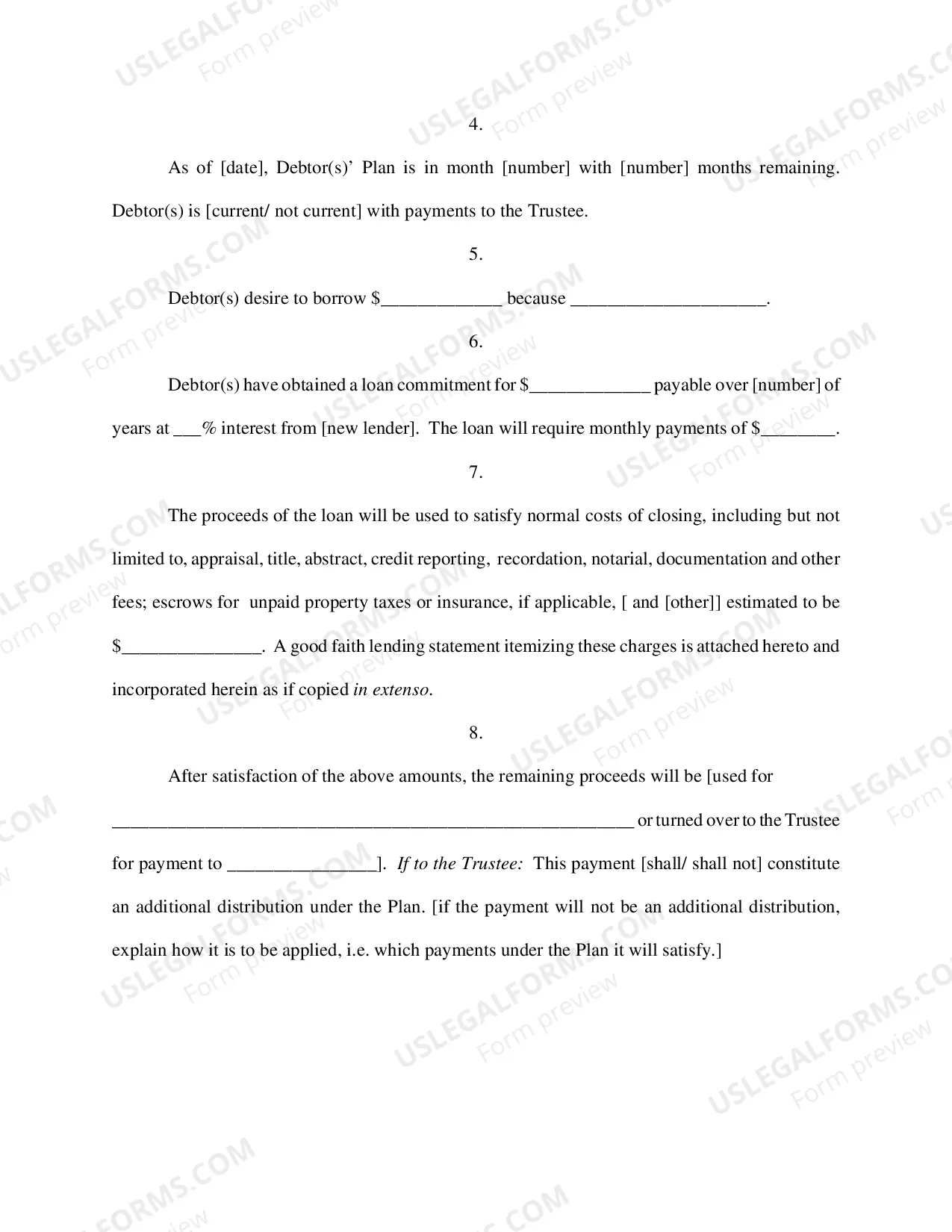 Preview Motion for Authority to Borrow Funds
