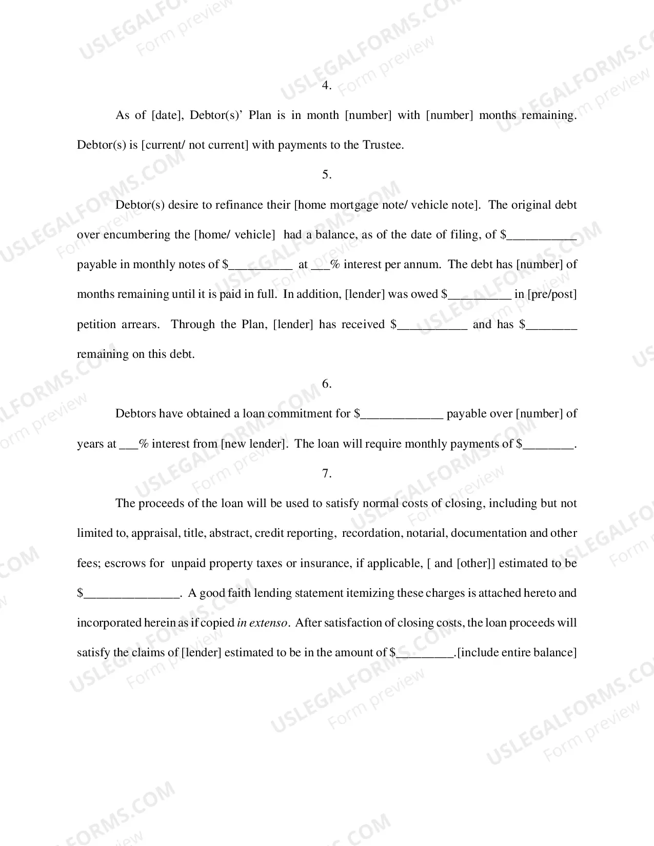Preview Motion for Authority to Refinance Secured Debt