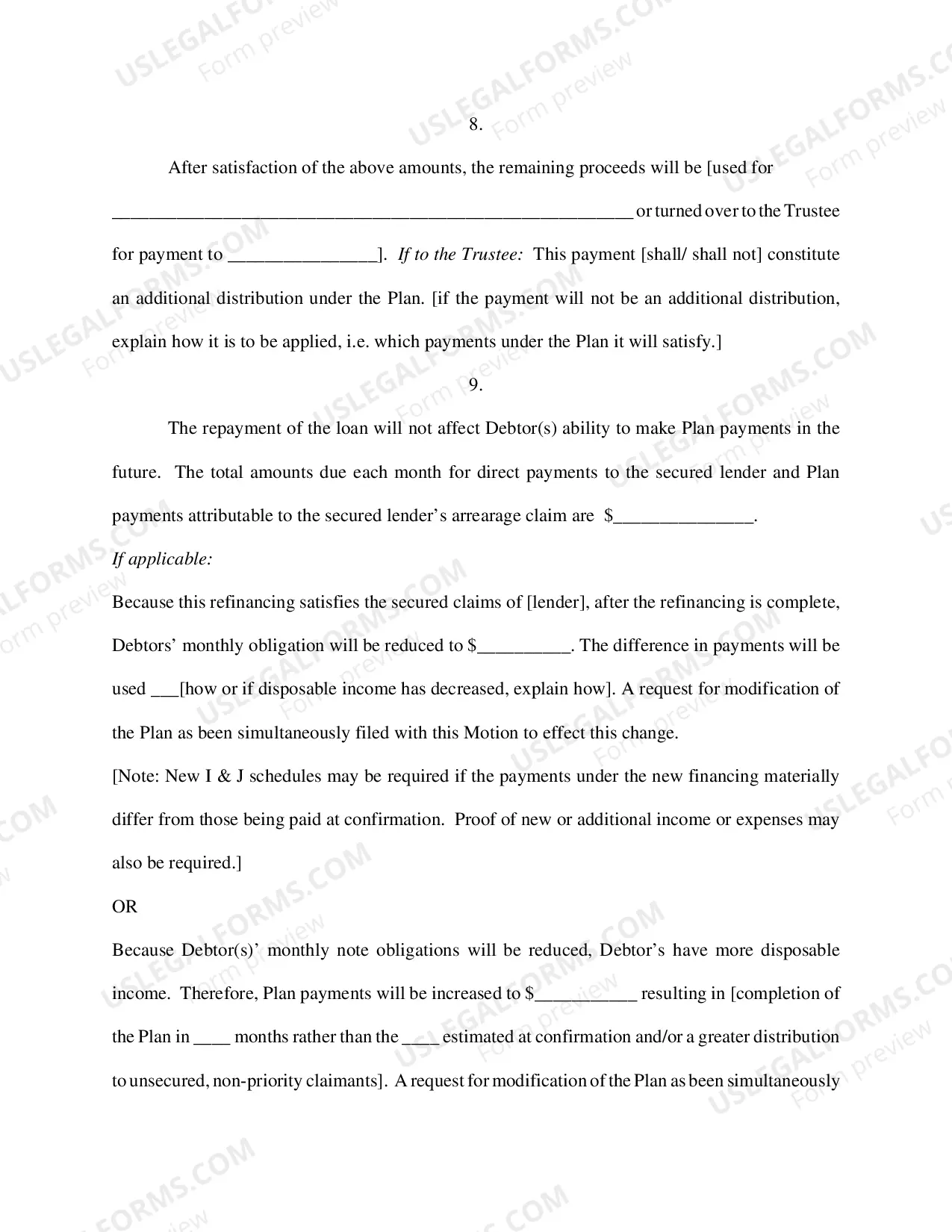 Preview Motion for Authority to Refinance Secured Debt