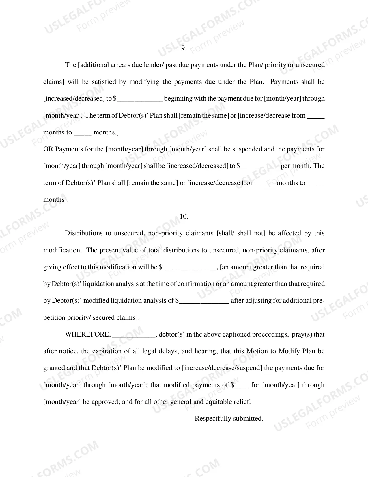 Preview Motion to Modify Confirmed Plan of Reorganization