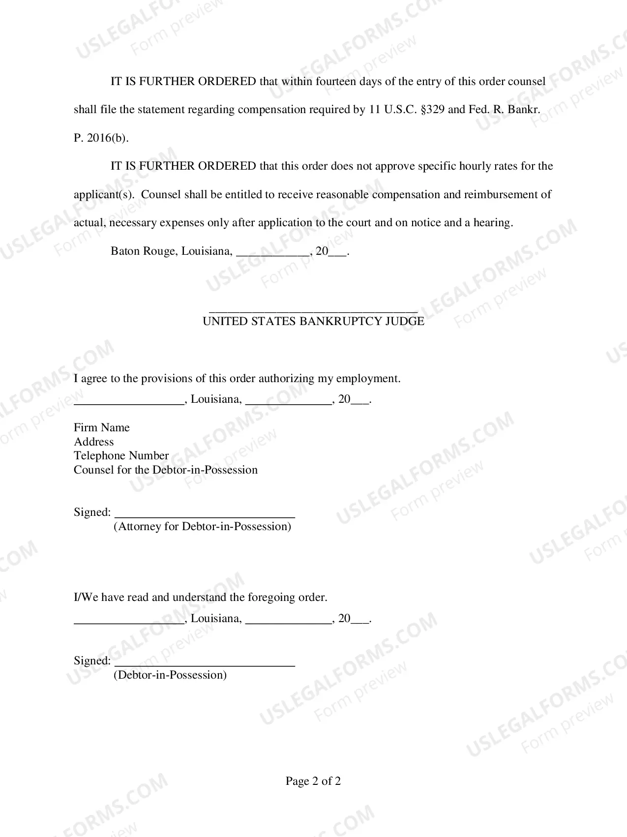 Preview Final Order Authorizing Retention of Counsel For Debtor-In-Possession