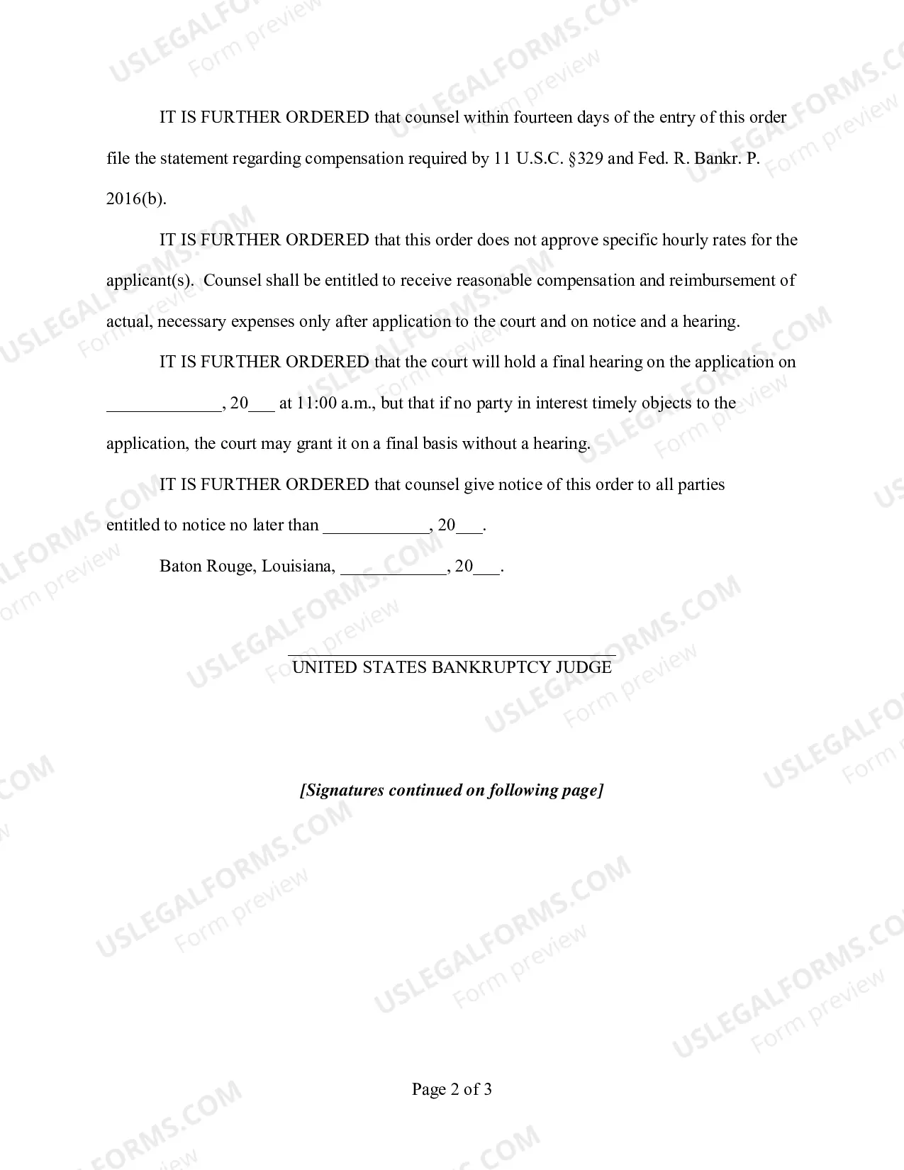 Preview Interim Order Authorizing of Counsel For Debtor-In-Possession