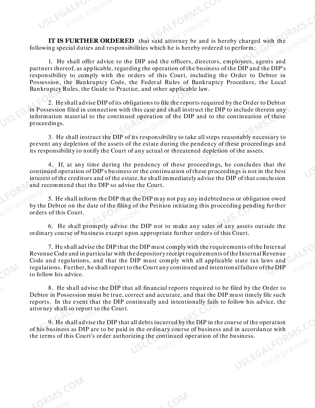 Preview Chapter 11 Order Authorizing Retention of Attorney