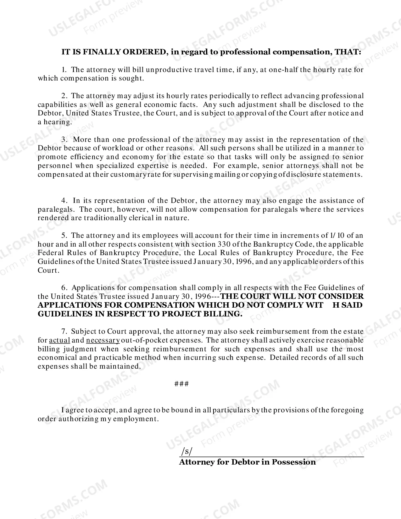 Preview Chapter 11 Order Authorizing Retention of Attorney