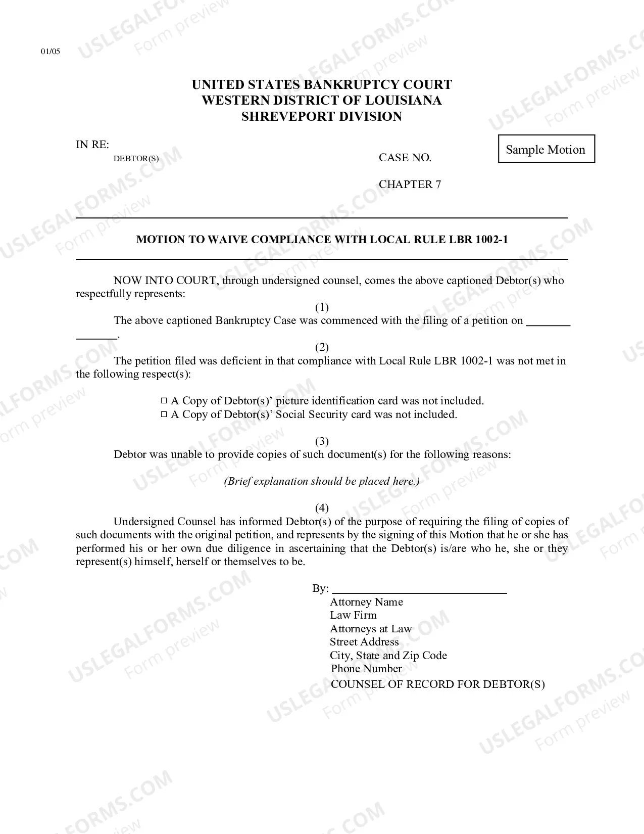 Preview Motion and Order to Waive Compliance