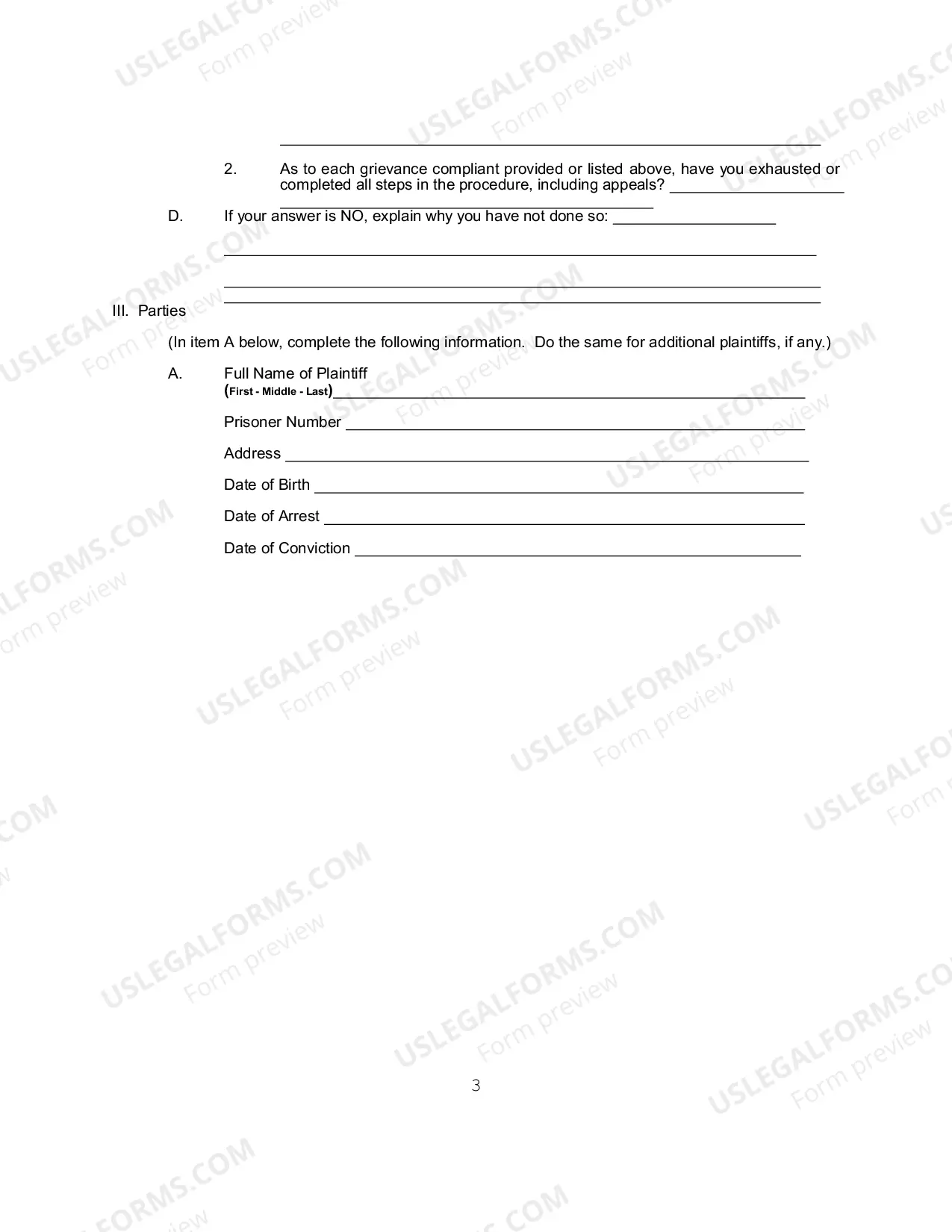 Preview 1983 Complaint Form