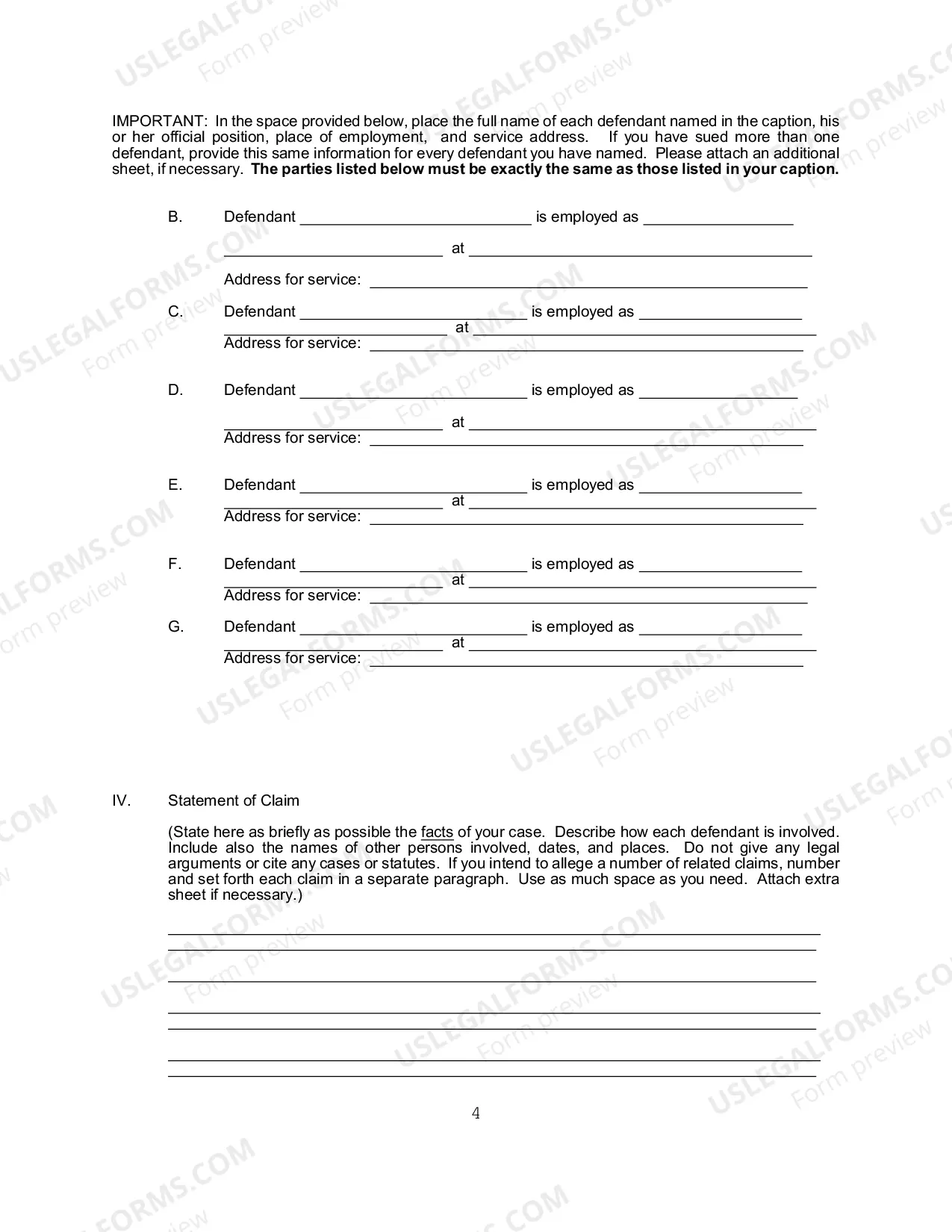 Preview 1983 Complaint Form