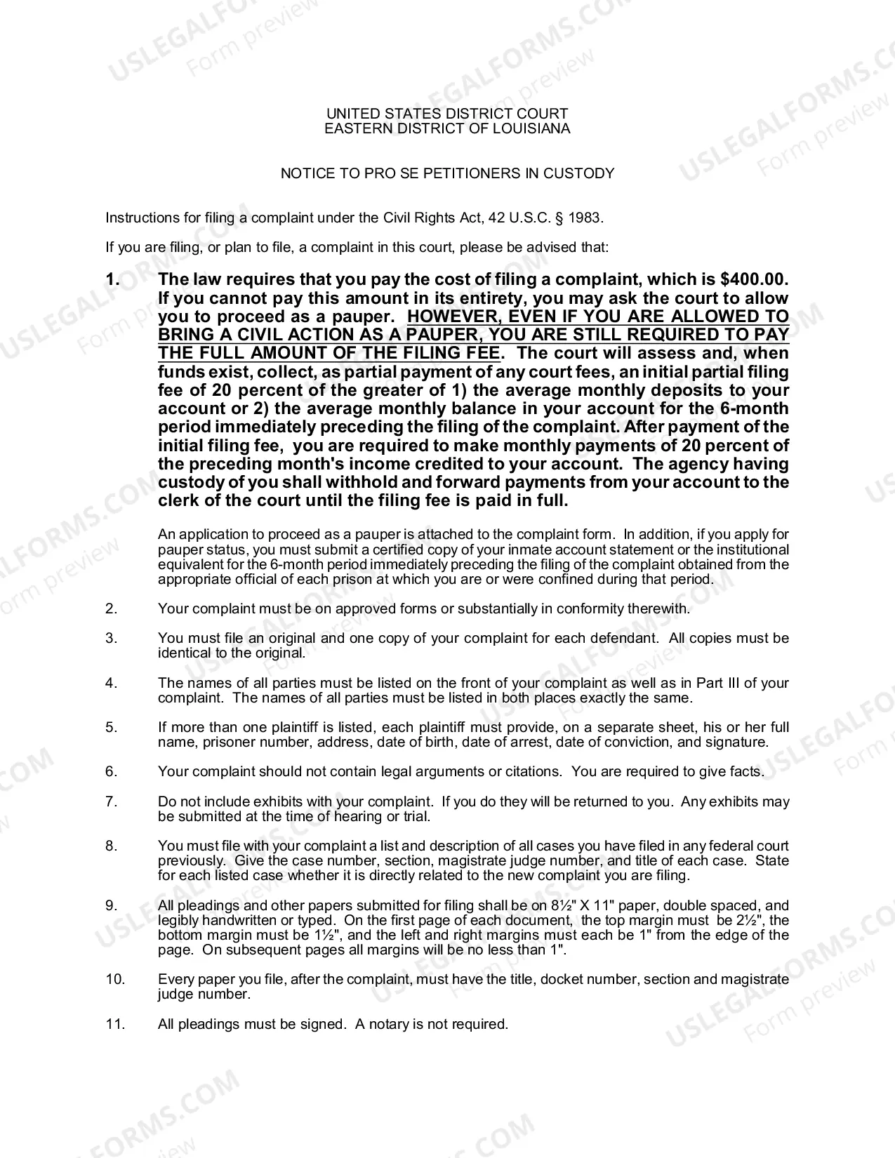 Preview 1983 Complaint Form