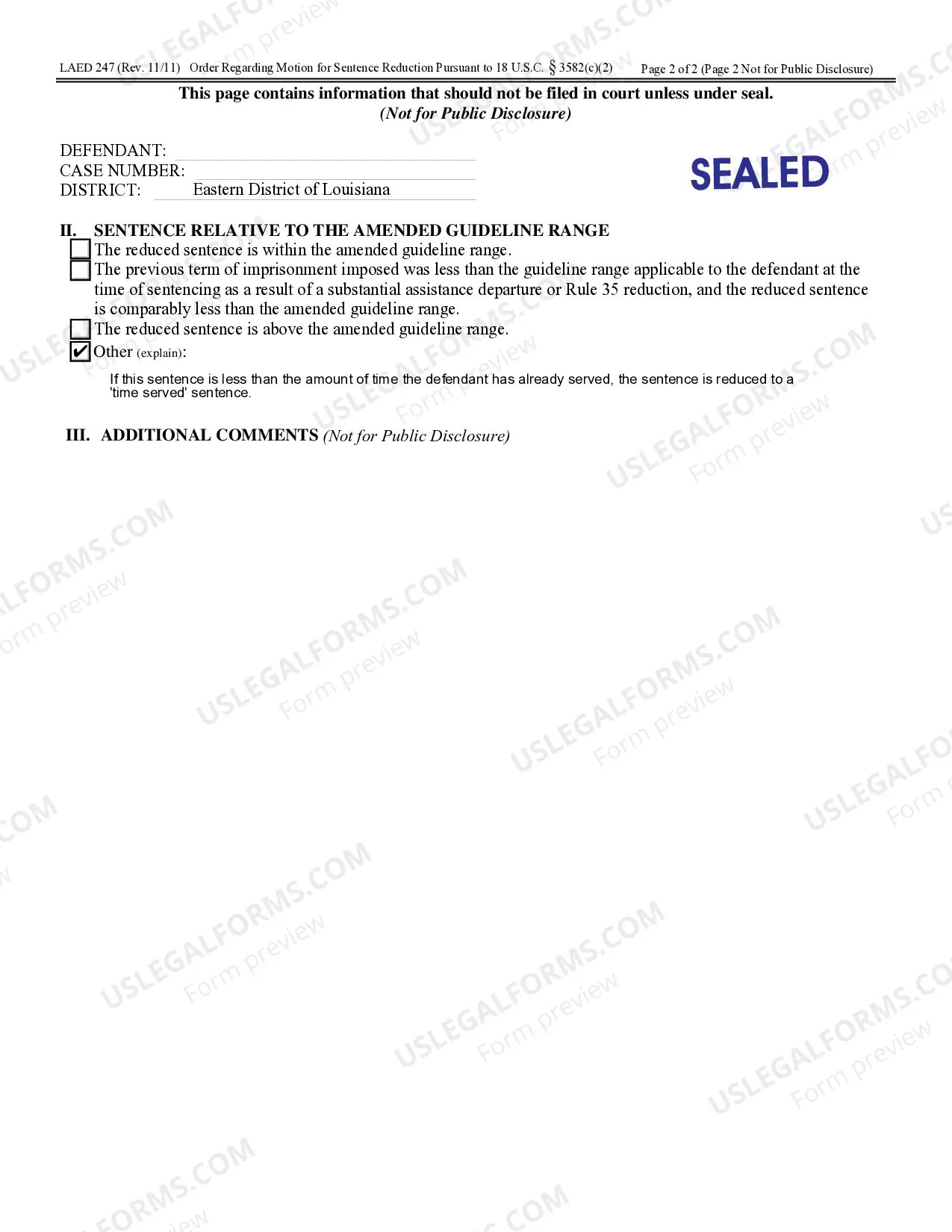 Preview Order Regarding Motion for Sentence Reduction Pursuant to 18 USC Sec 3582(C)(2)