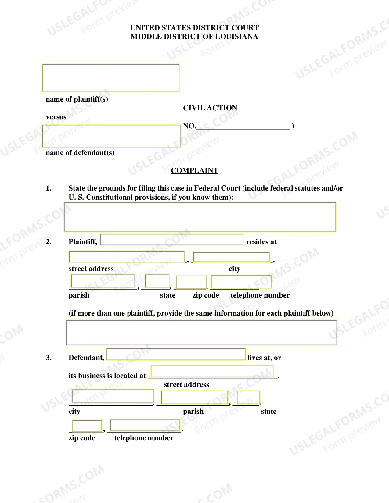 Preview Pro Se Complaint Form