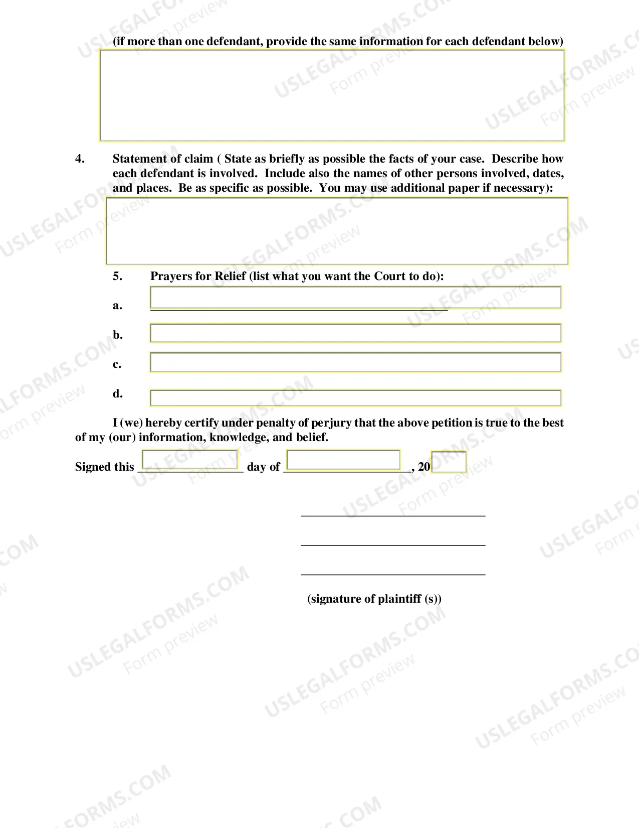 Preview Pro Se Complaint Form