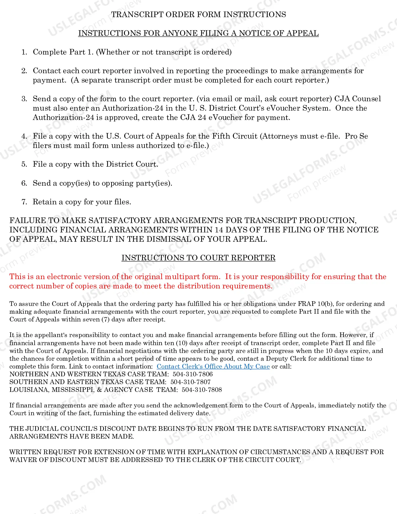 Preview 5th Circuit Transcript Order Form