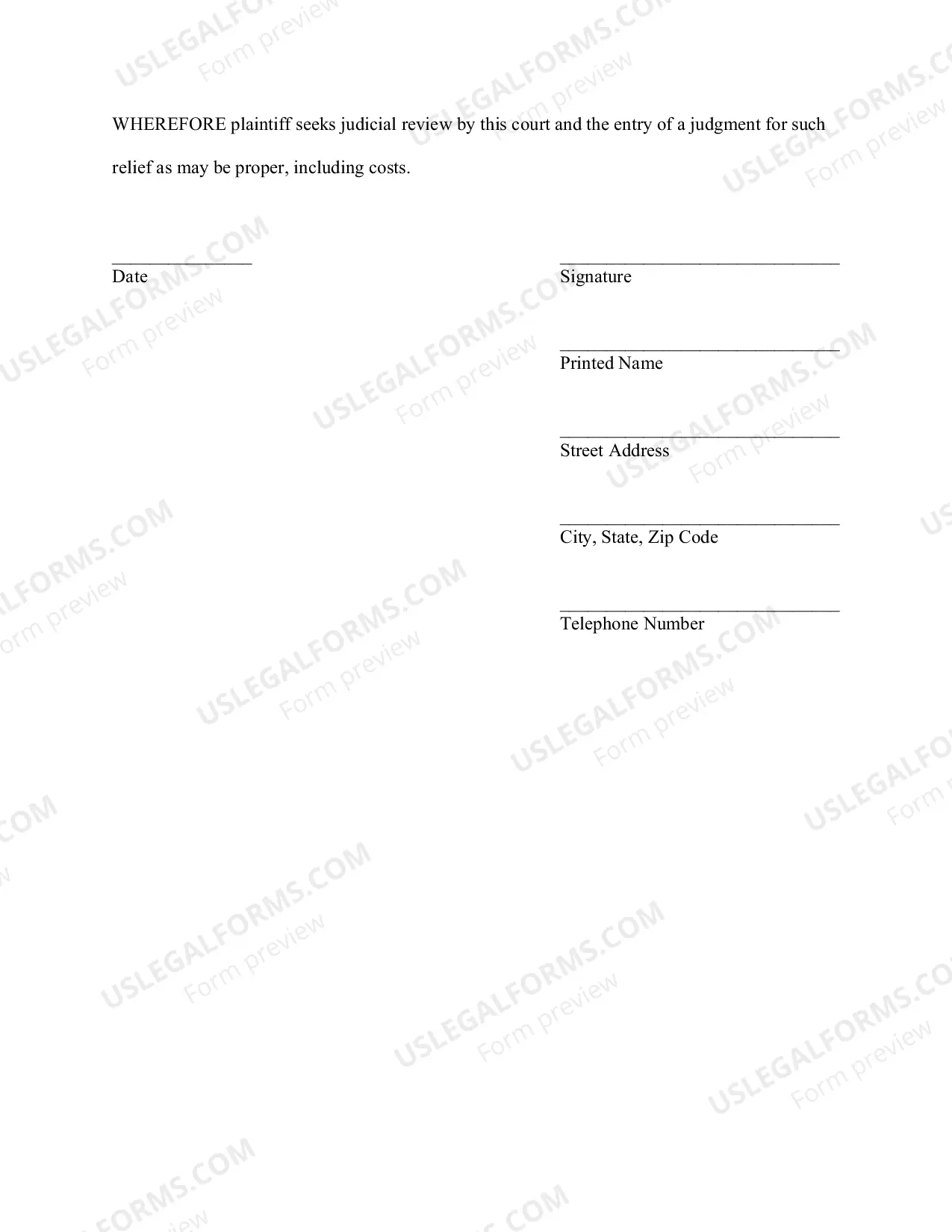Preview Social Security Complaint Form