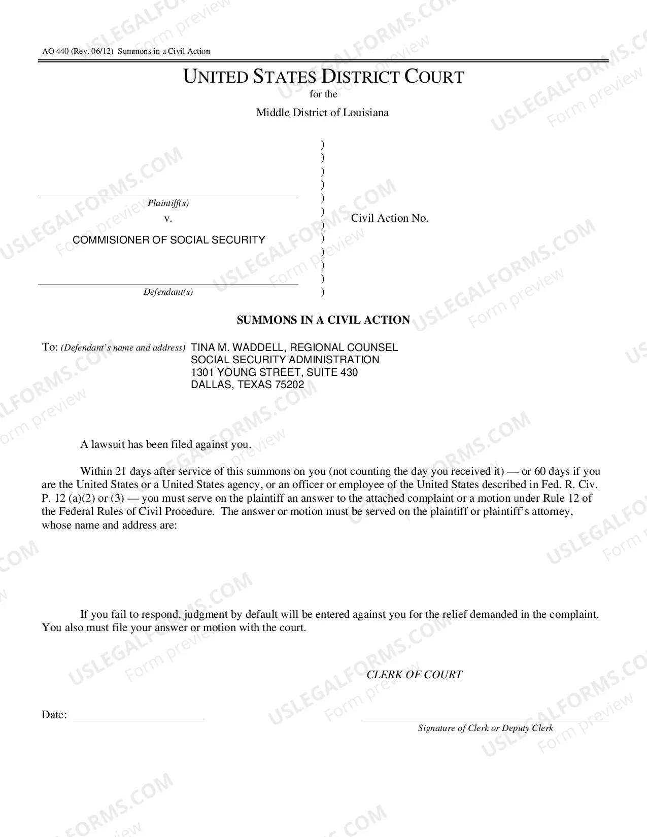 Preview Social Security Complaint Form