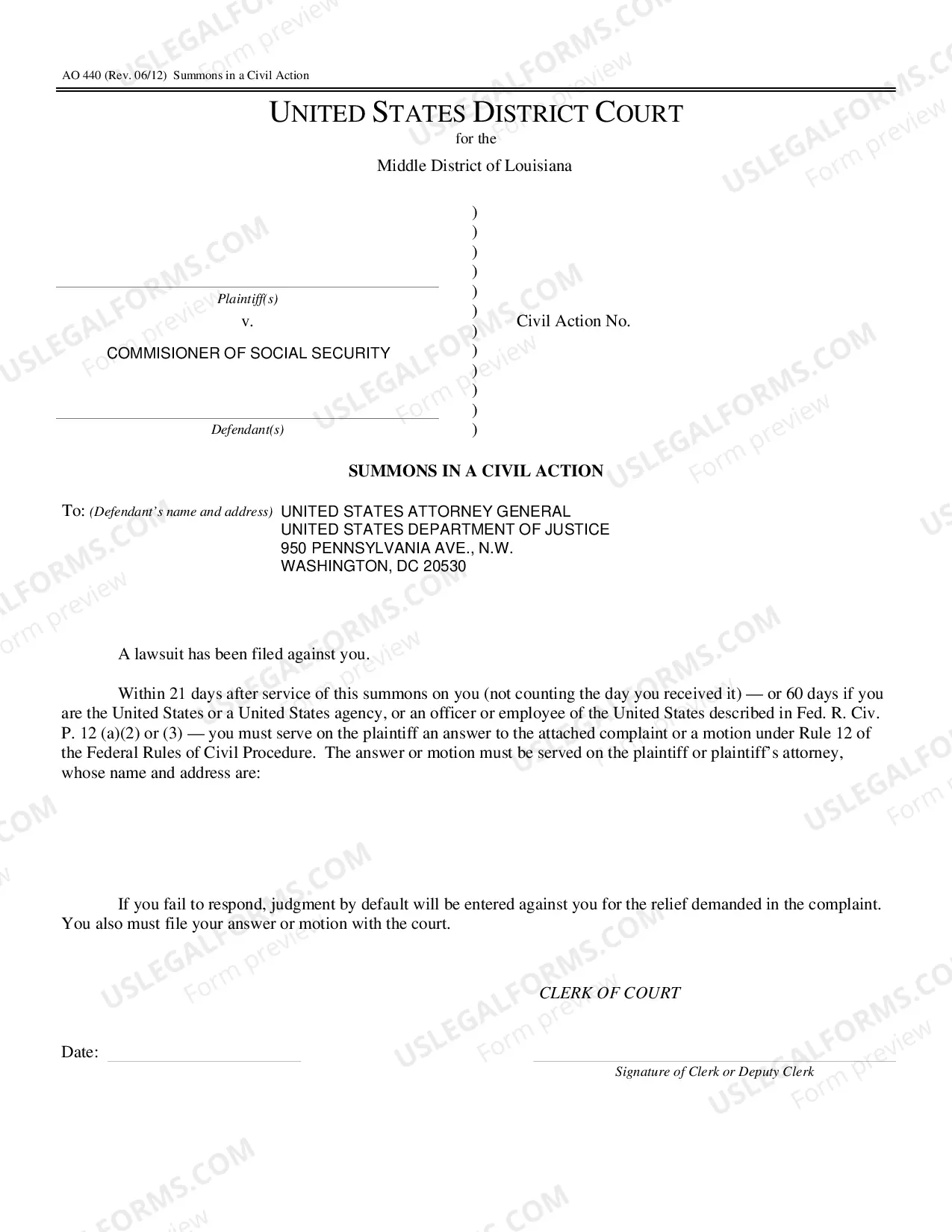 Preview Social Security Complaint Form