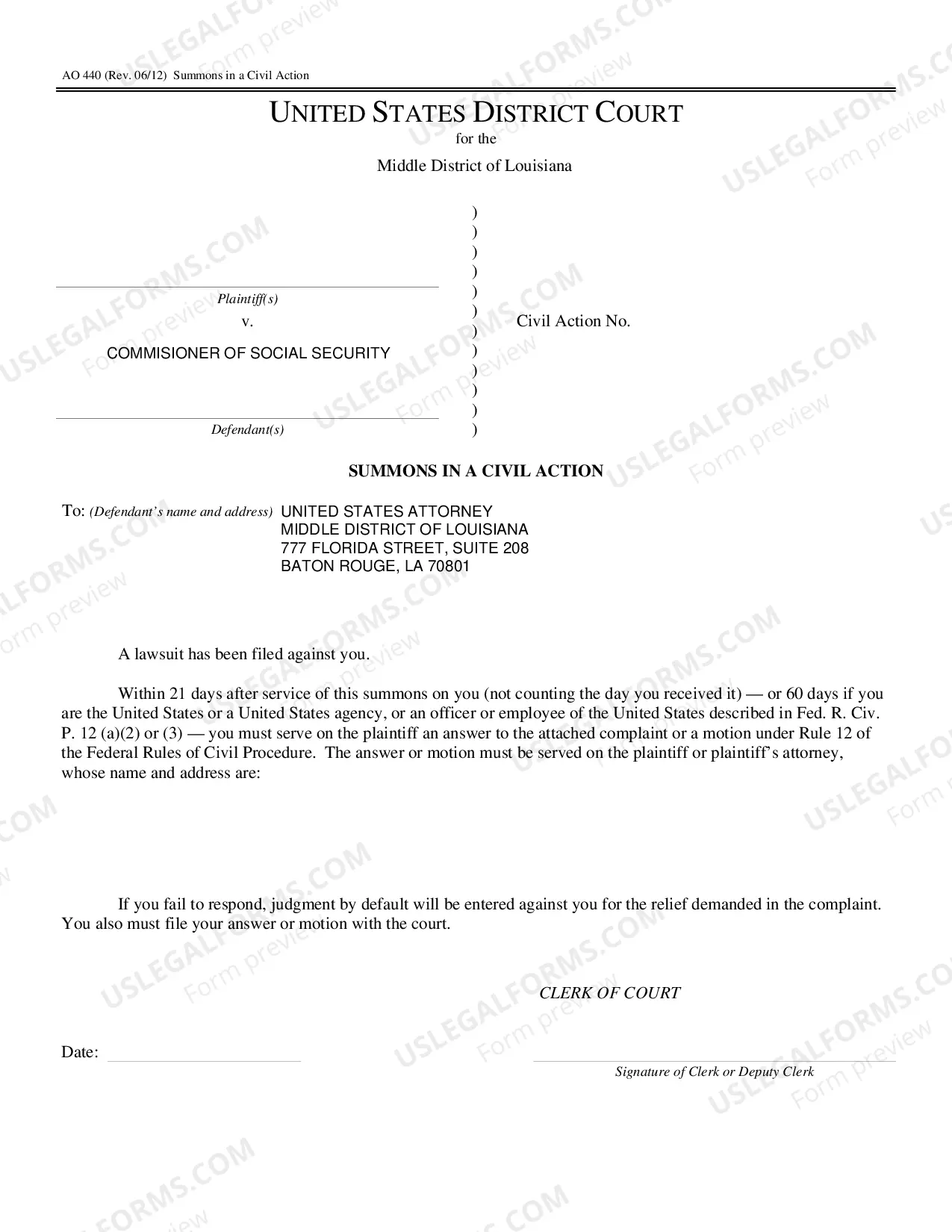 Preview Social Security Complaint Form