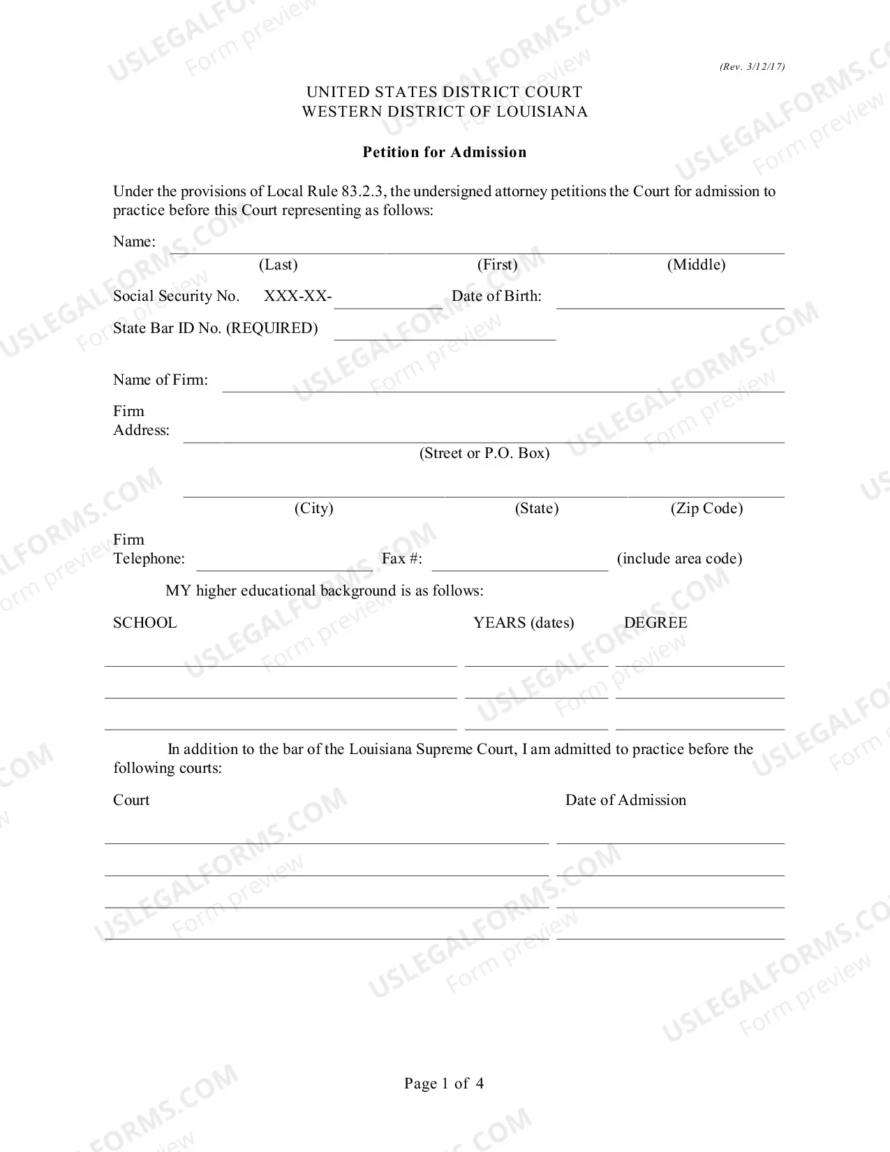 Preview Petition For Admission