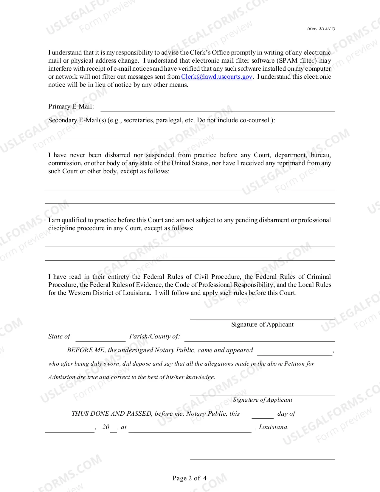 Preview Petition For Admission