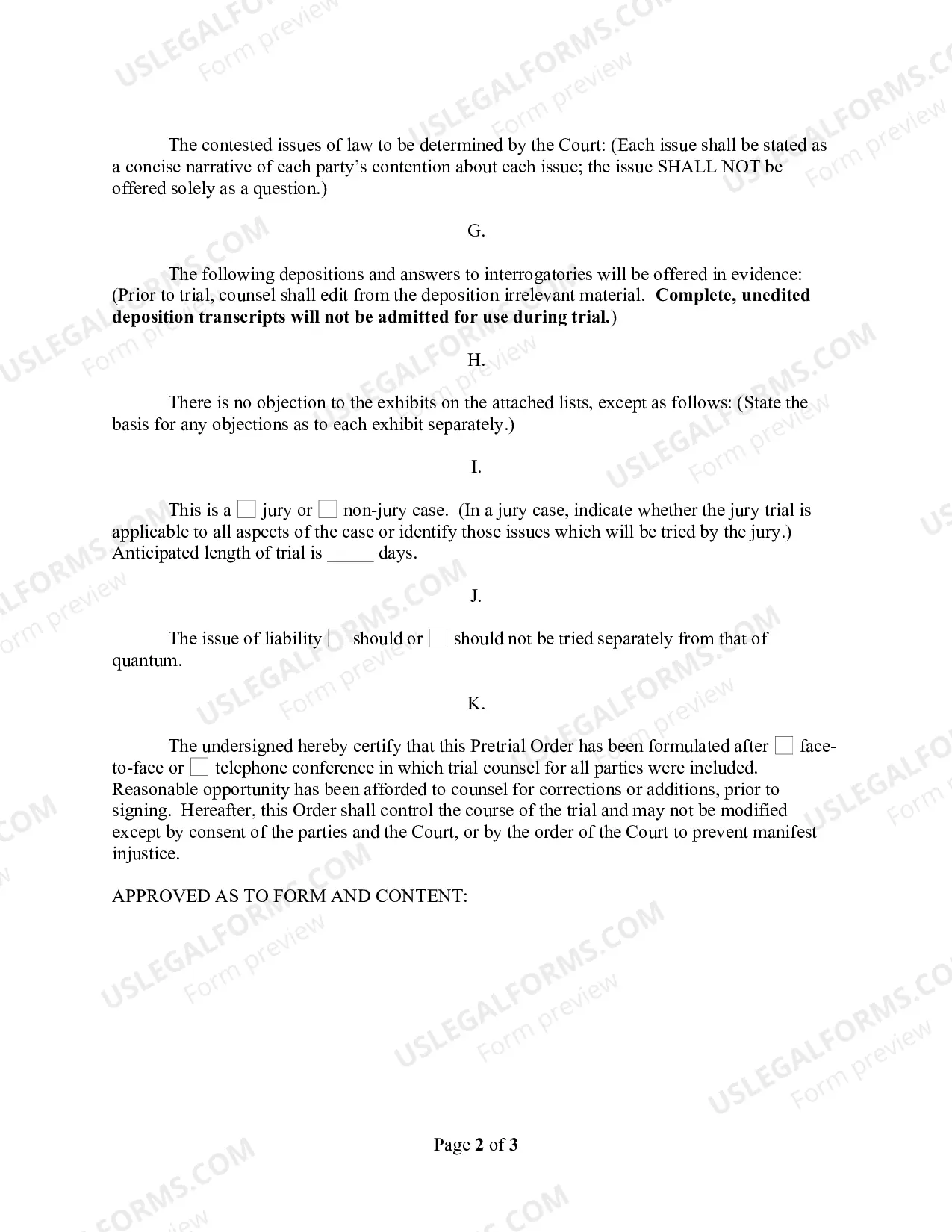 Preview Pretrial Order (Judge Walter)