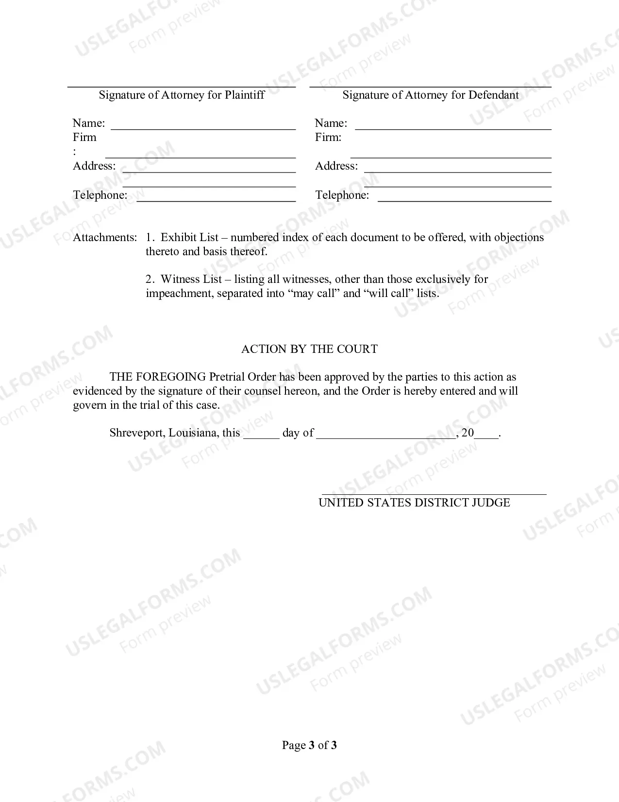 Preview Pretrial Order (Judge Walter)