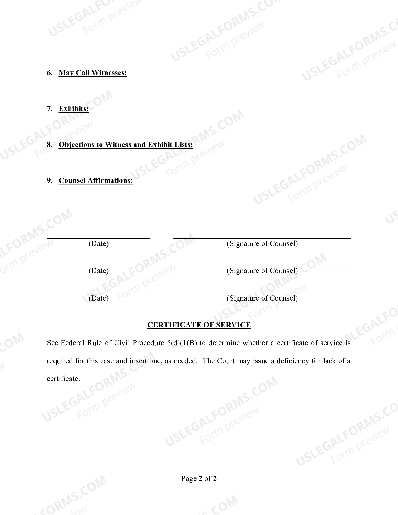 Preview Pretrial Order (Mag. Judge Whitehurst)