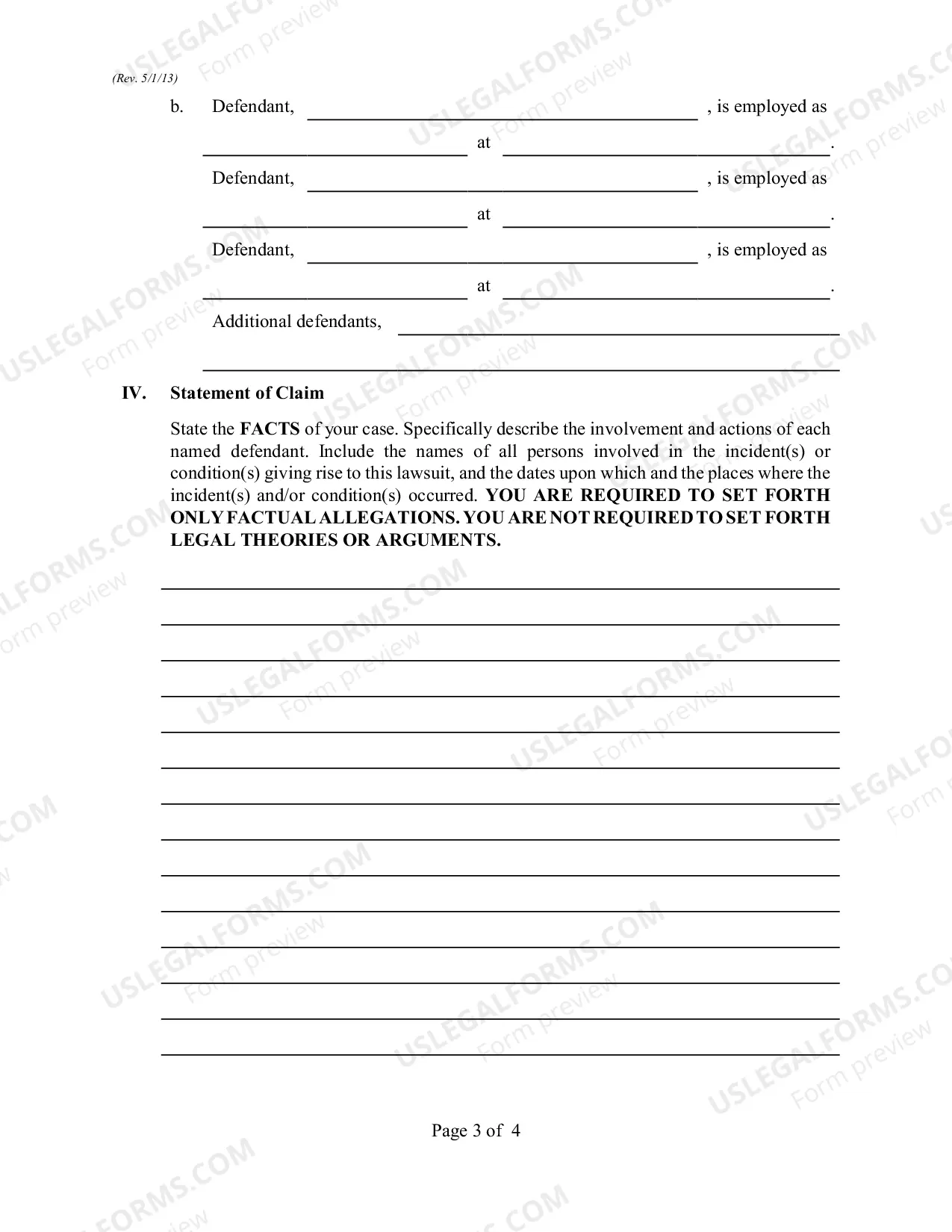 Preview Civil Rights Complaint - Prisoner