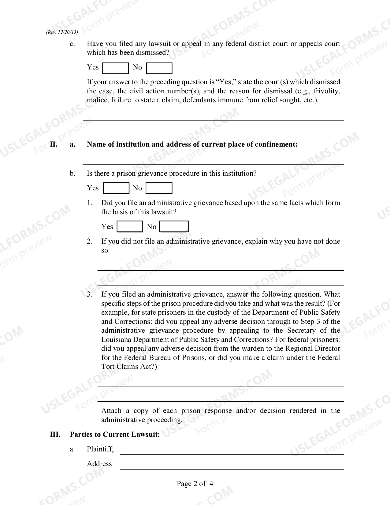 Preview Civil Rights Complaint (Bivens) - Prisoner