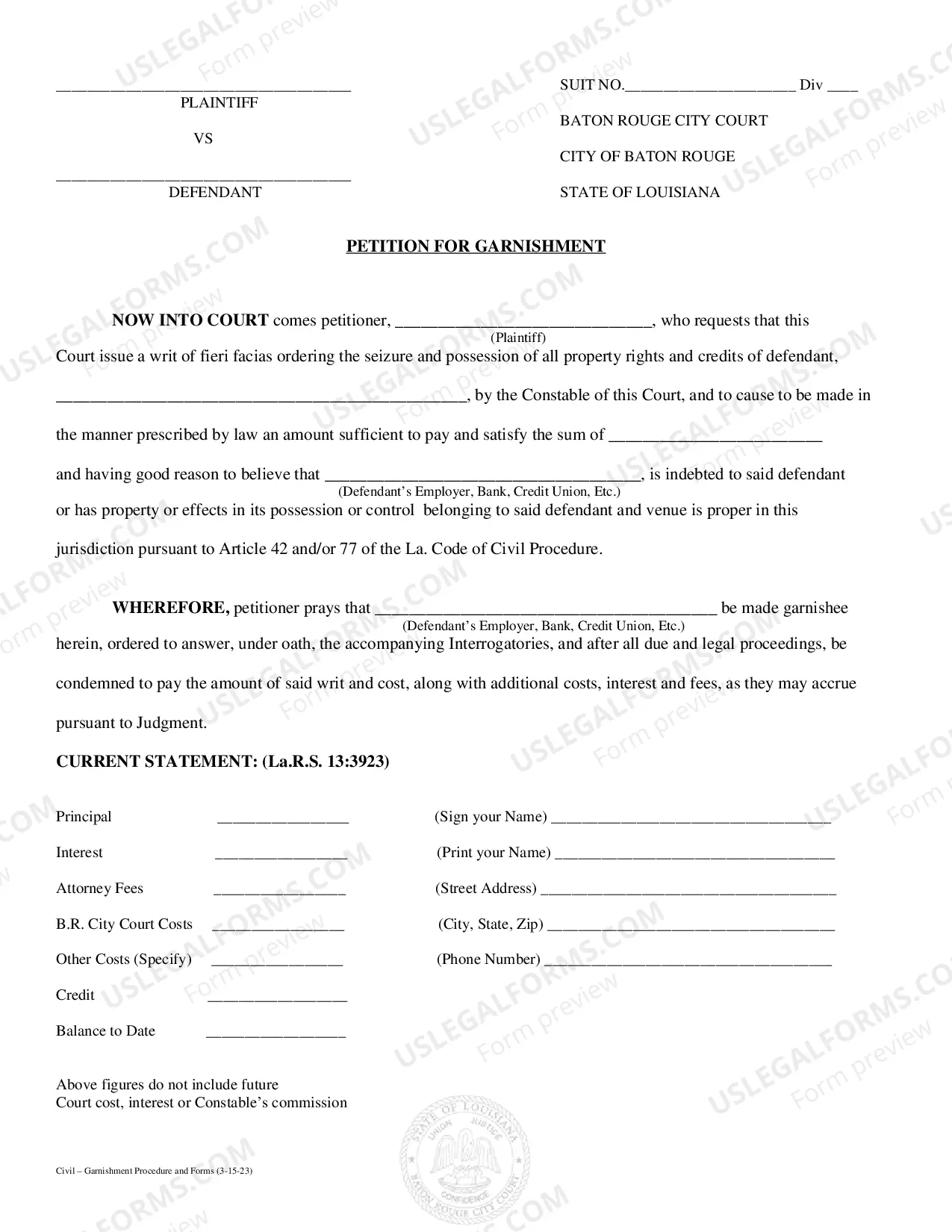 Preview Garnishment Procedures and Forms Packet