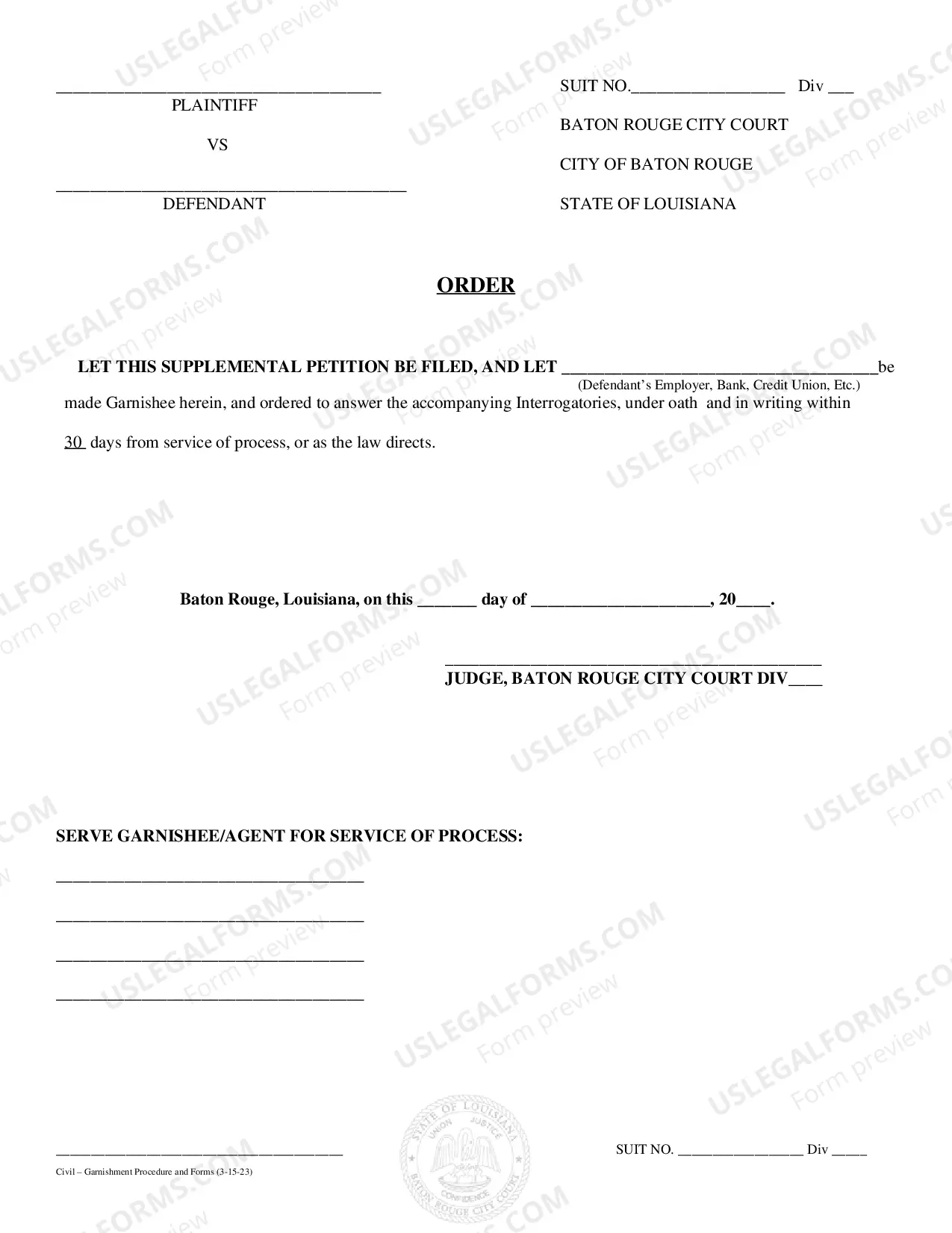 Preview Garnishment Procedures and Forms Packet