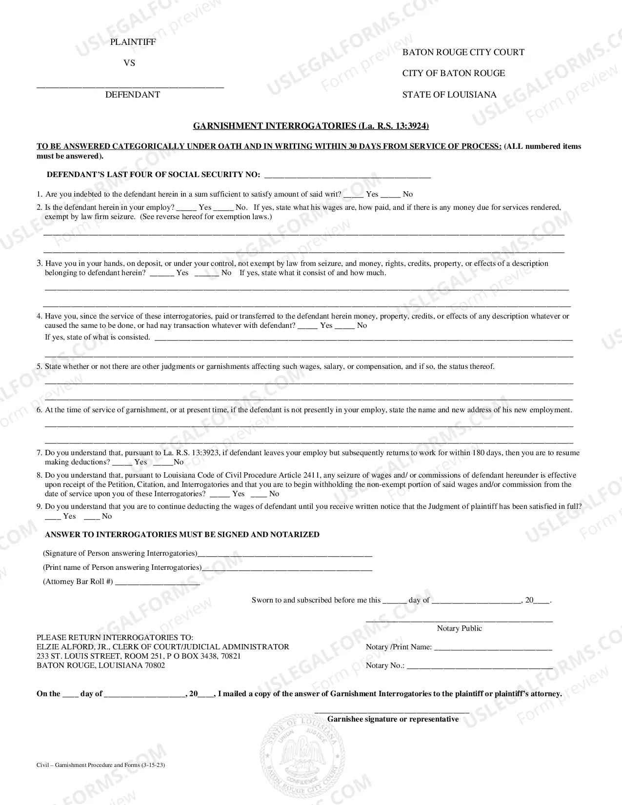 Preview Garnishment Procedures and Forms Packet