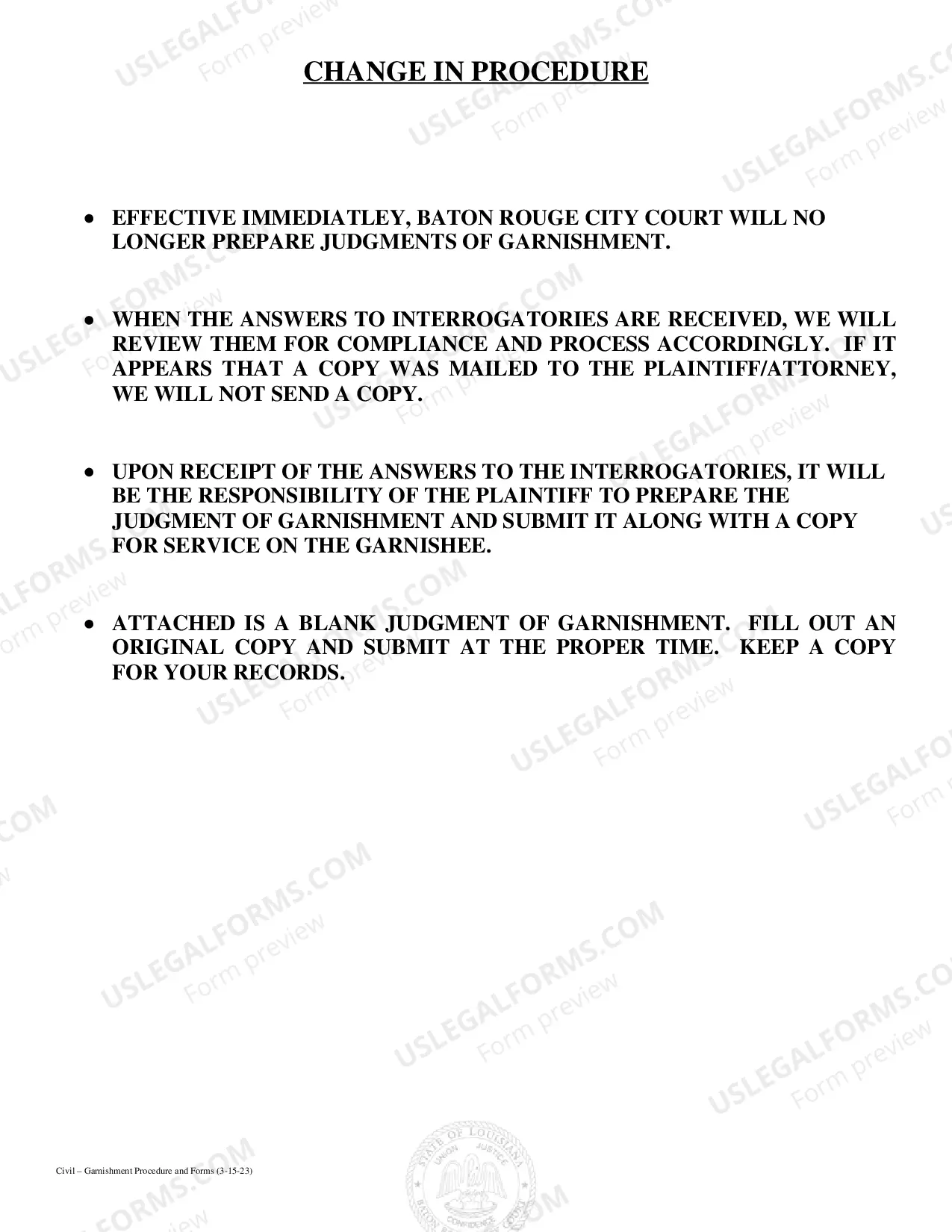 Preview Garnishment Procedures and Forms Packet