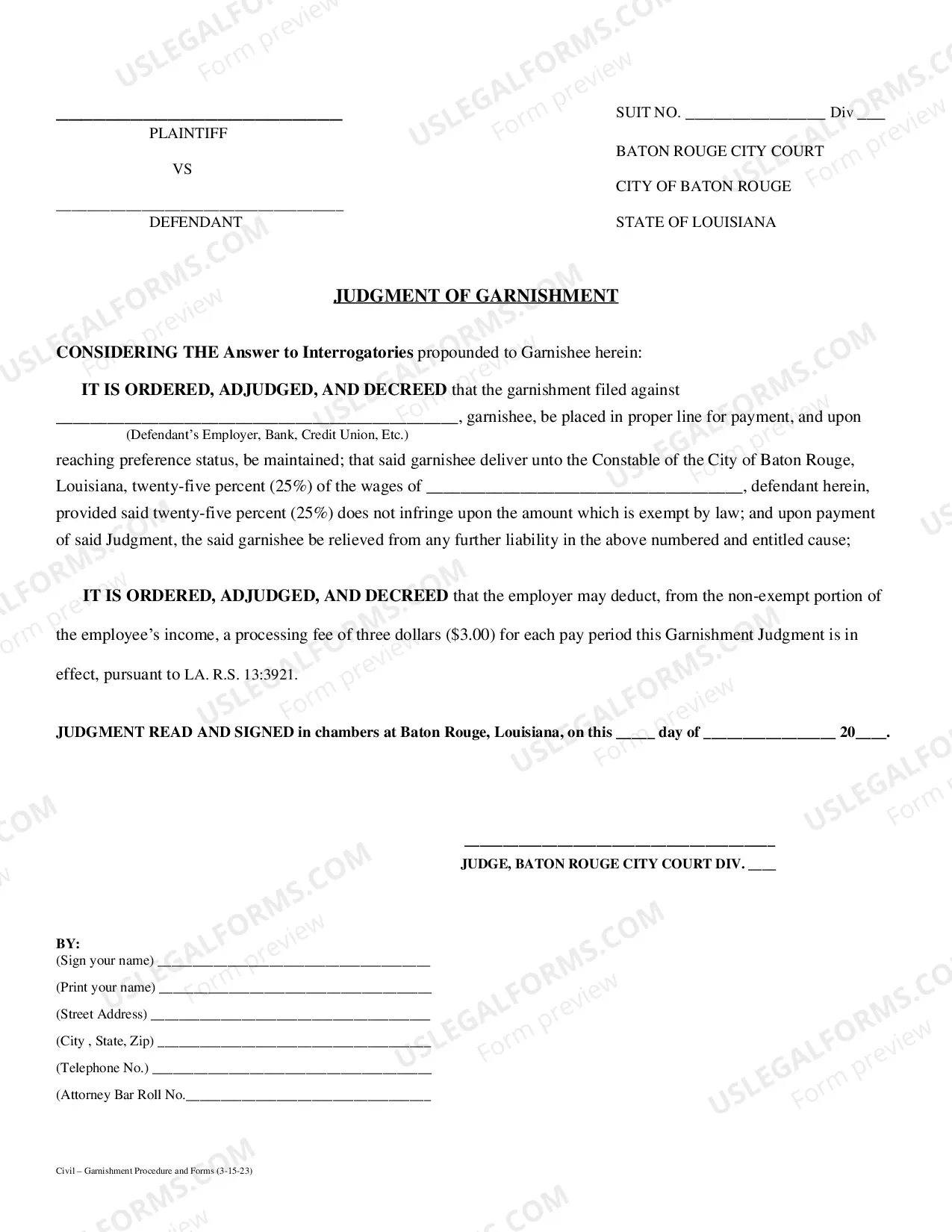 Preview Garnishment Procedures and Forms Packet