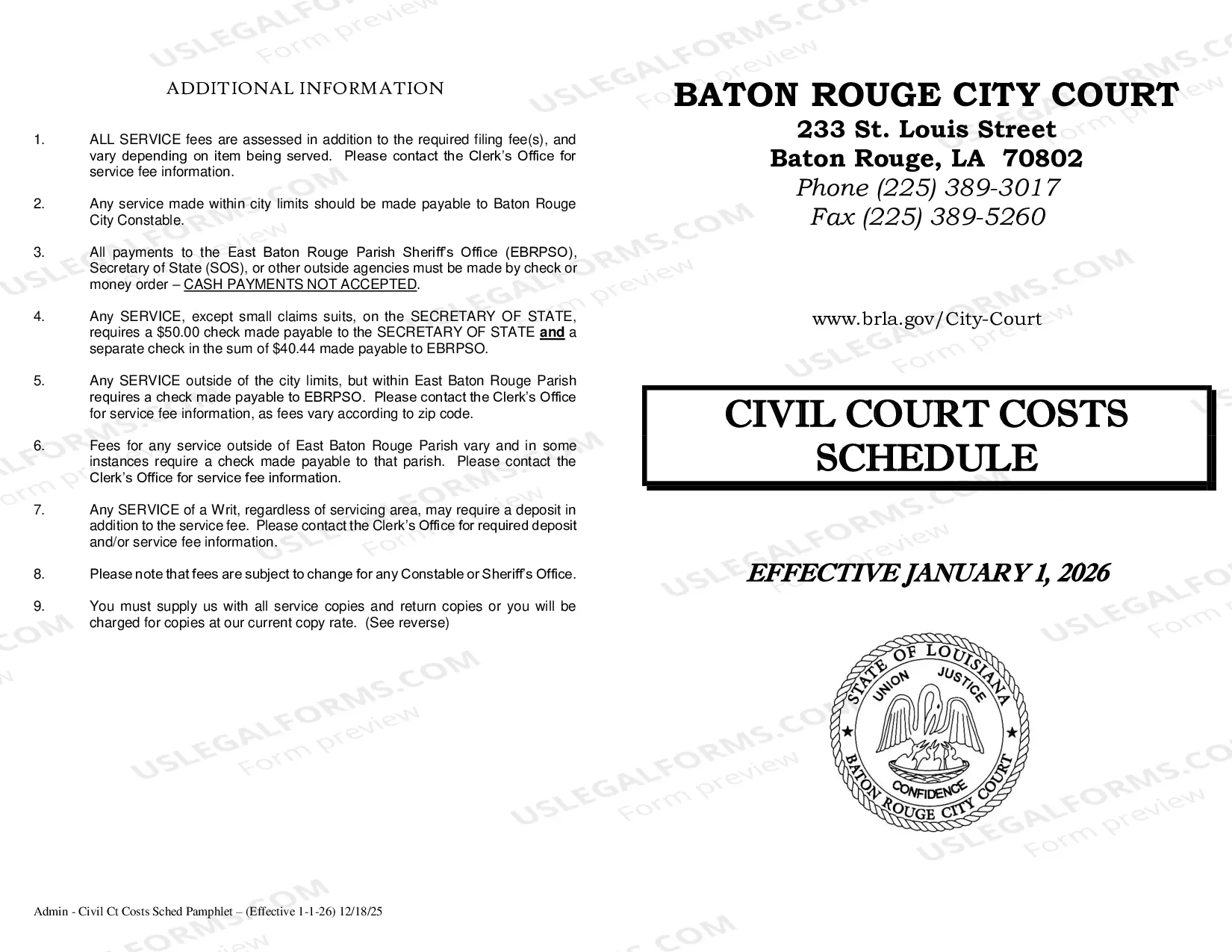 Preview Civil Court Cost Schedule