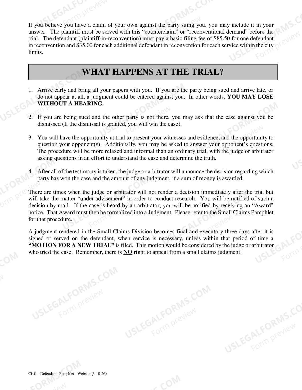 Preview Defendants Pamphlet