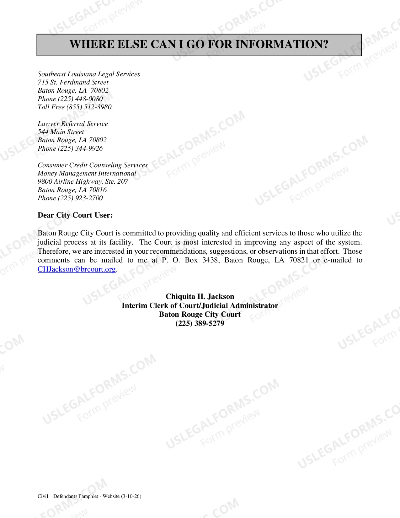 Preview Defendants Pamphlet