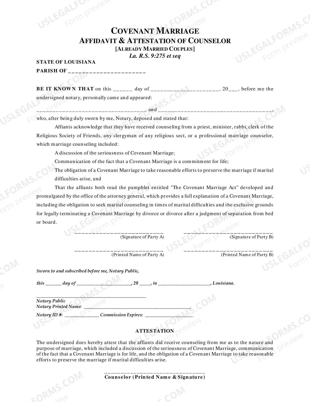 Preview Covenant Marriage (previously married)
