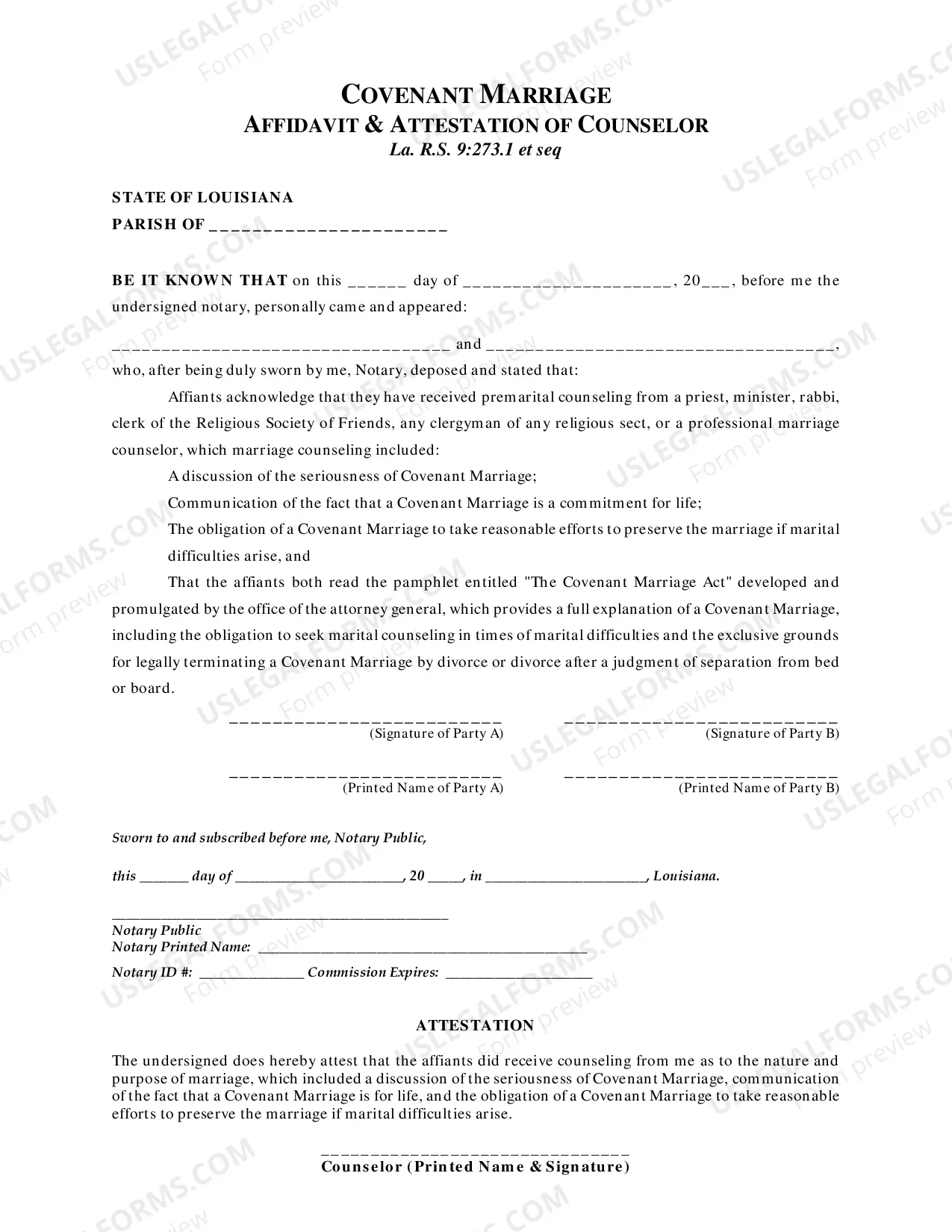 Preview Covenant Marriage (not yet married)