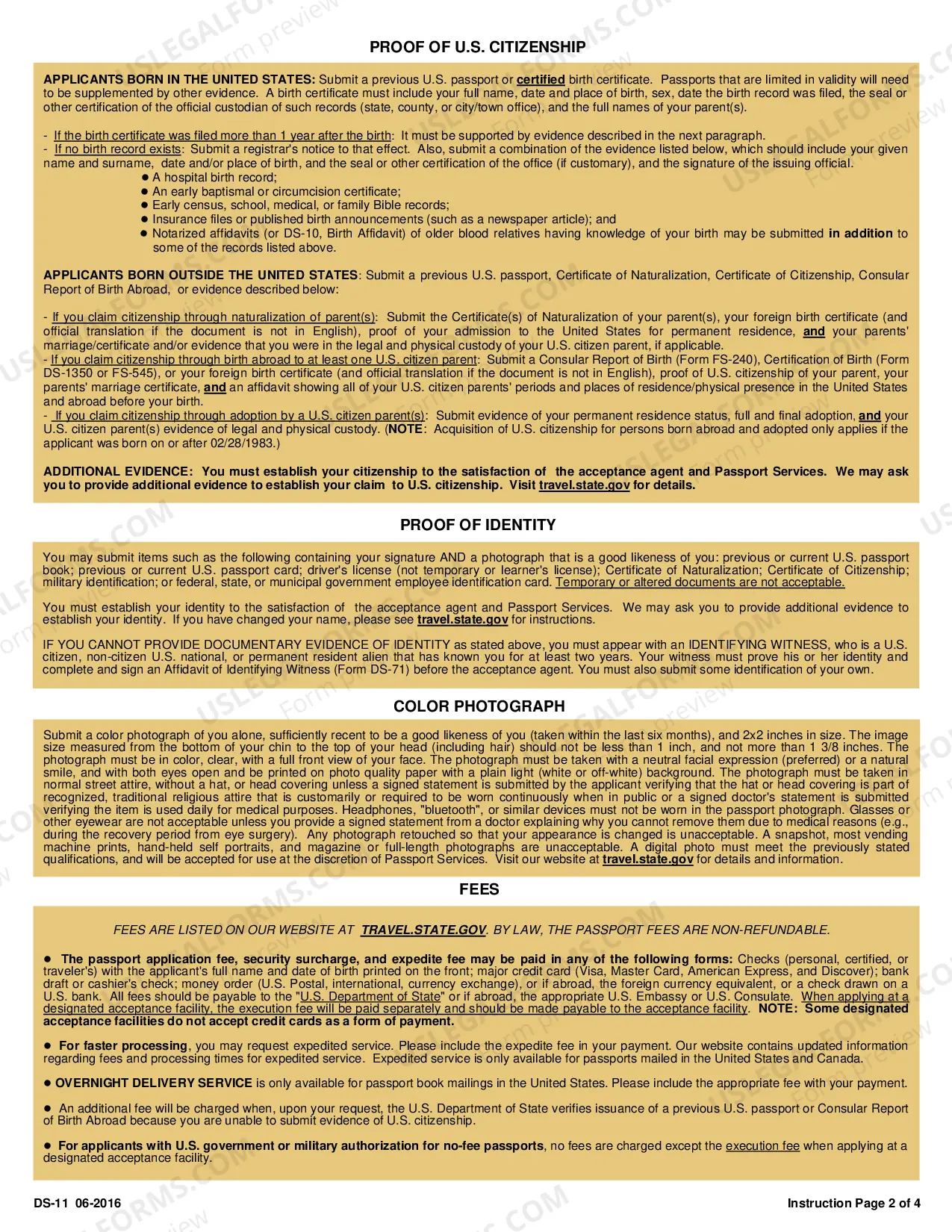 Preview Passport Form DS-11 (Application for Passport)