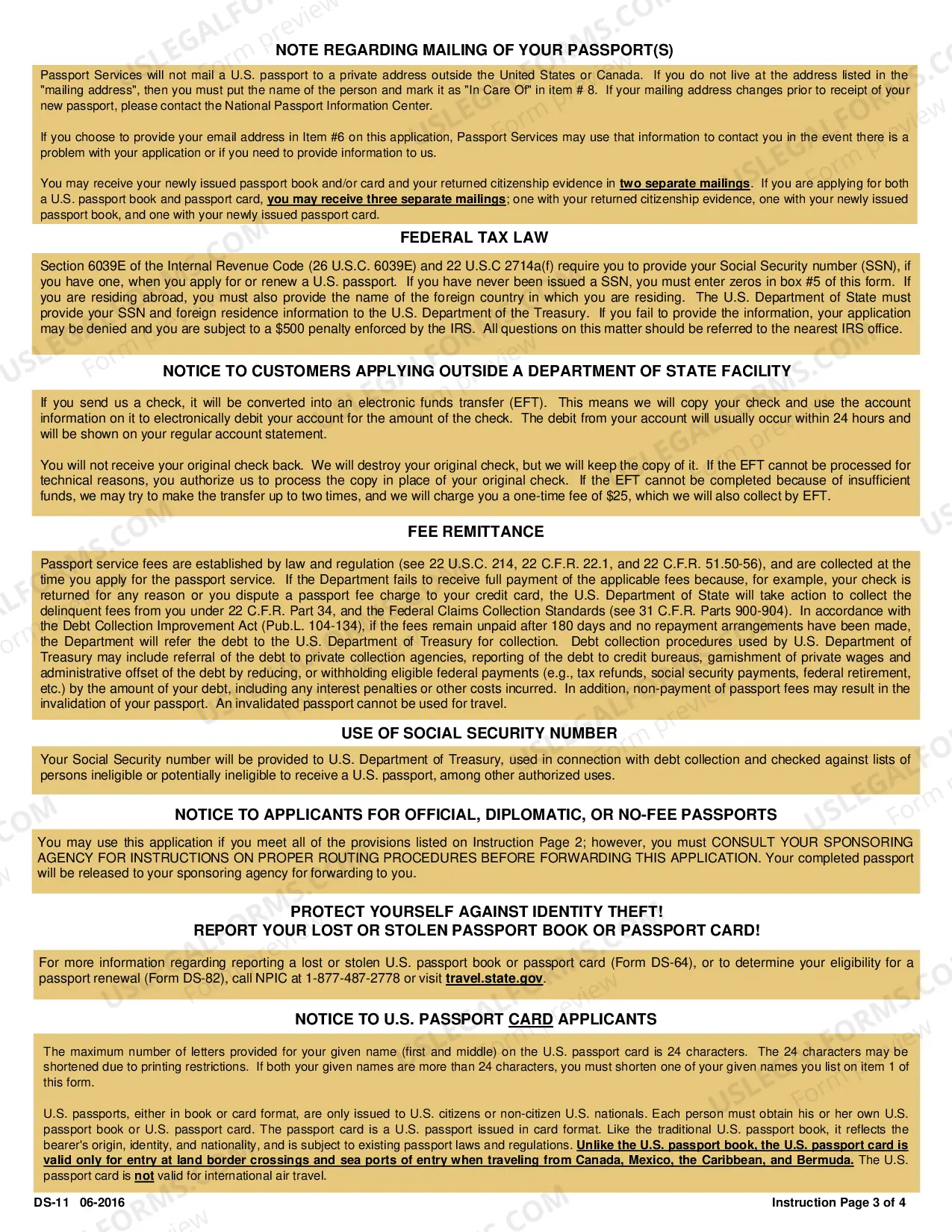 Preview Passport Form DS-11 (Application for Passport)
