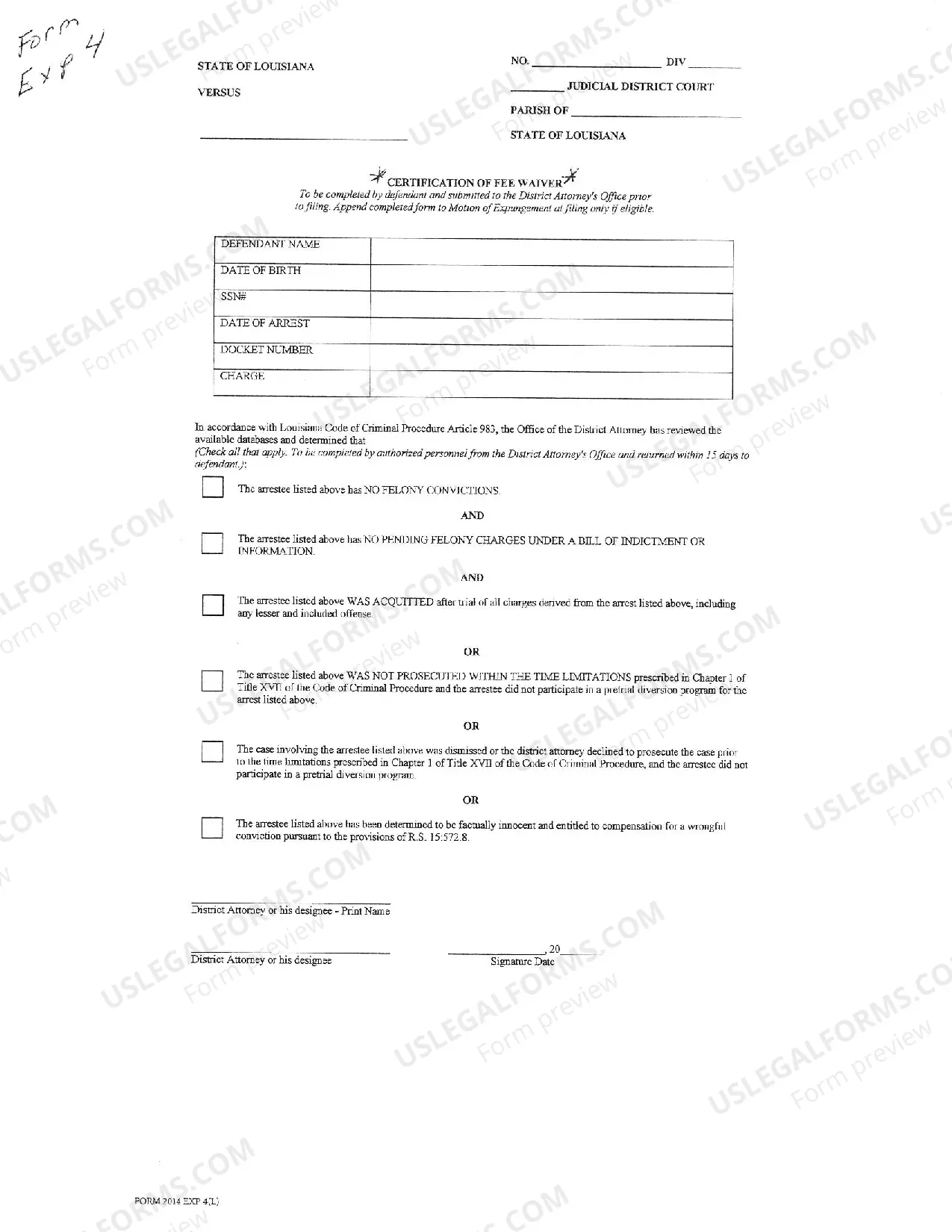 Preview Felony and Misdemeanor case expungement forms