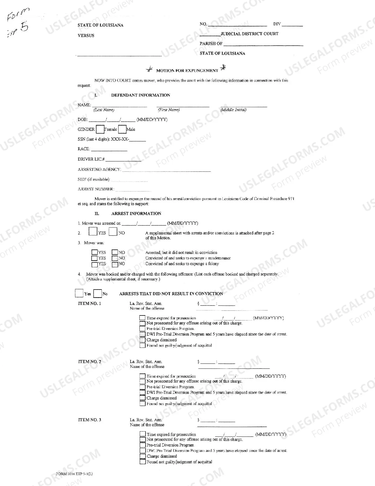 Preview Felony and Misdemeanor case expungement forms