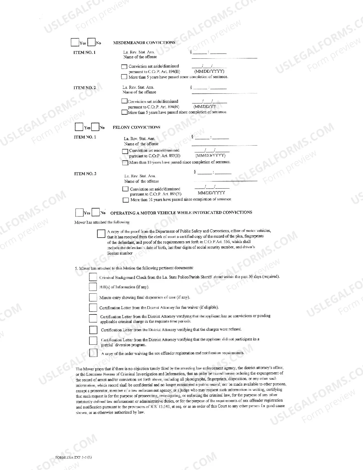 Preview Felony and Misdemeanor case expungement forms