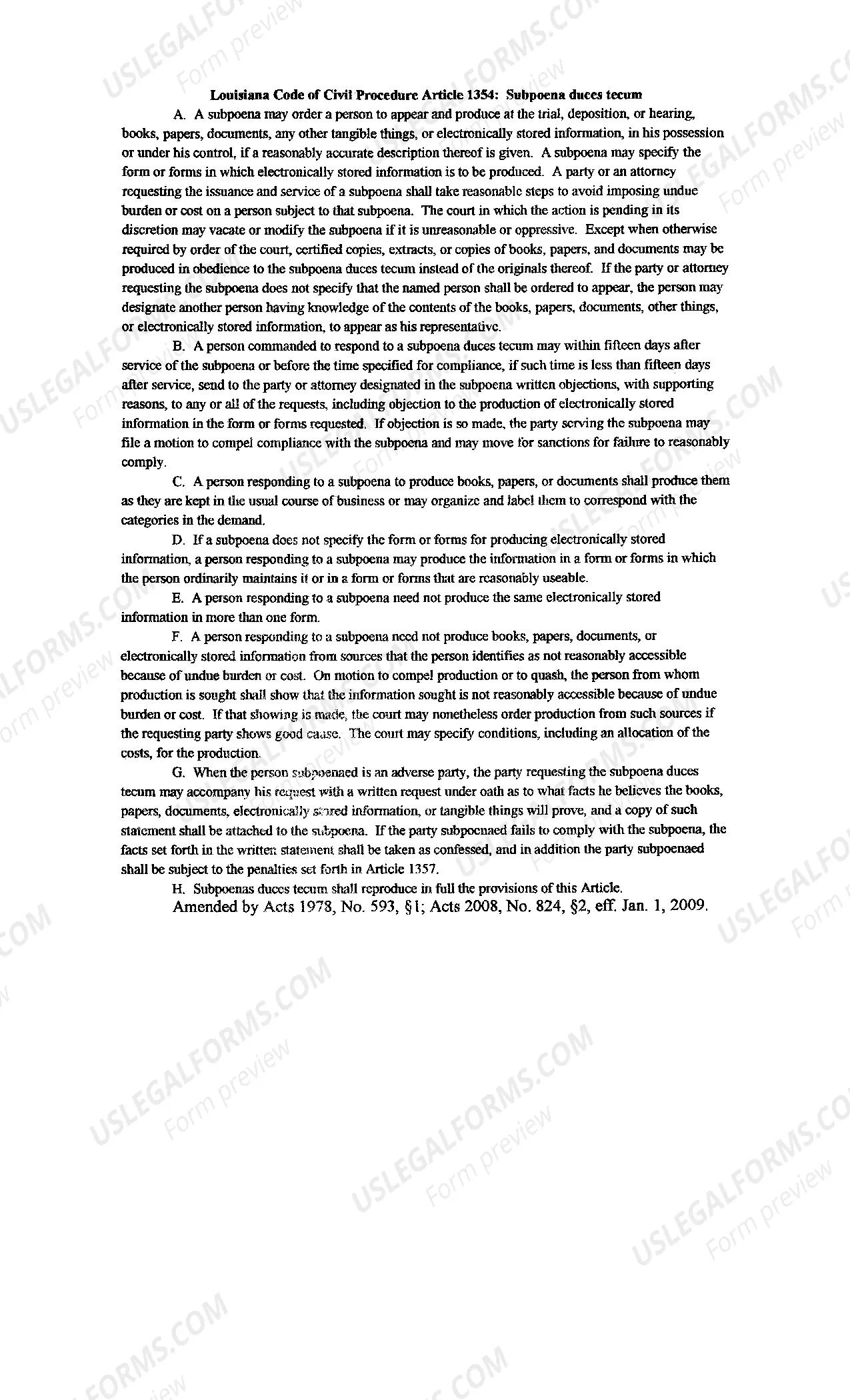 Preview Subpoena or Subpoena Duces Tecum